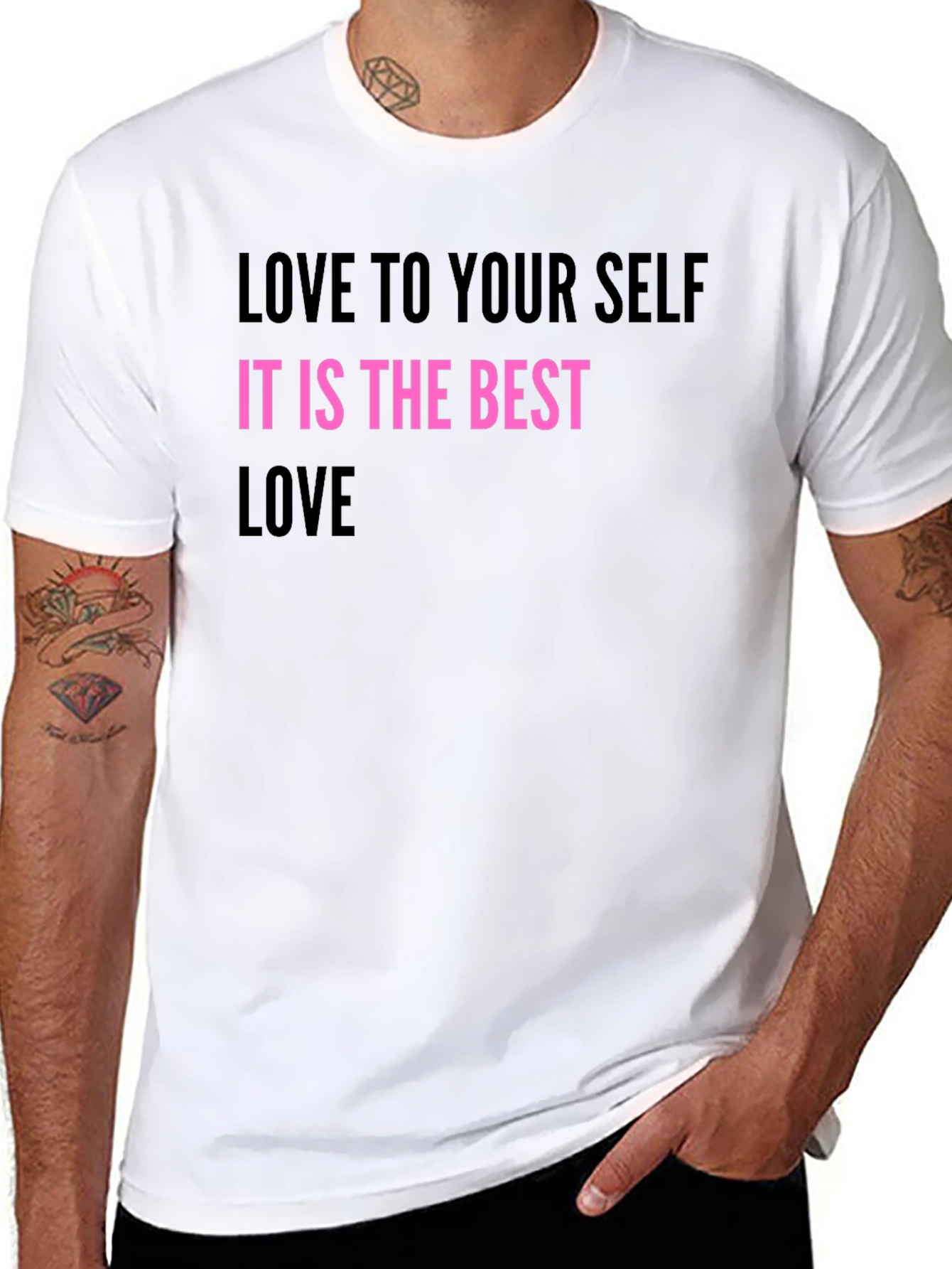Black Love Yourself Graphic Tee - Black Crew Neck view 8