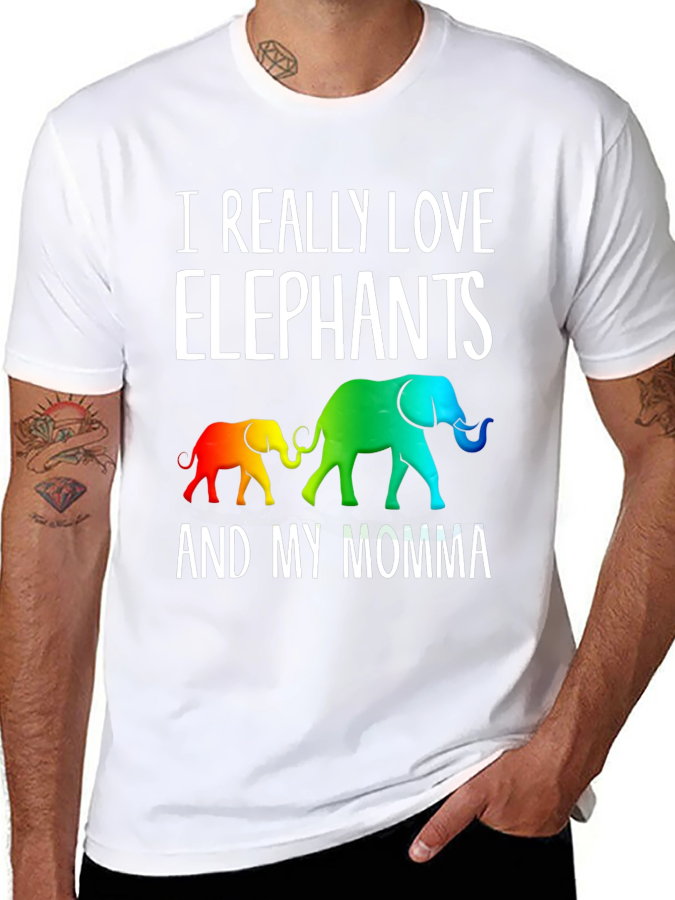 Black I Really Love Elephants And My Momma Graphic Tee view 8