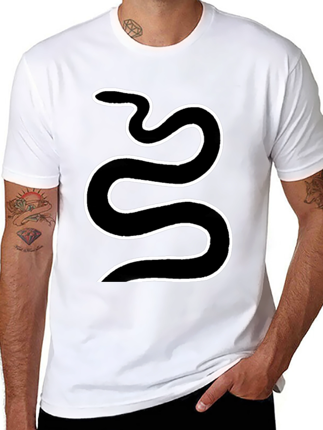 Black Black Snake Graphic Tee - Cool Serpent Design view 8