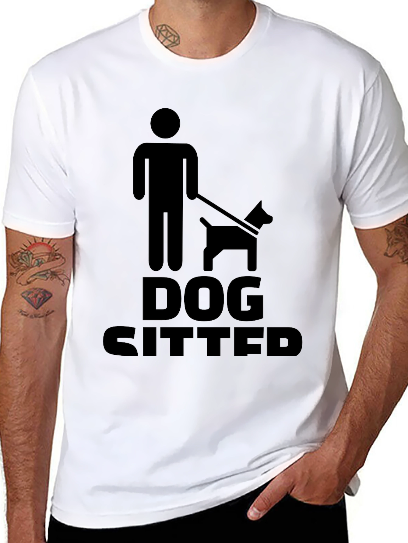 Black Dog Sitter Graphic Tee - Black Crew Neck T-Shirt view 8