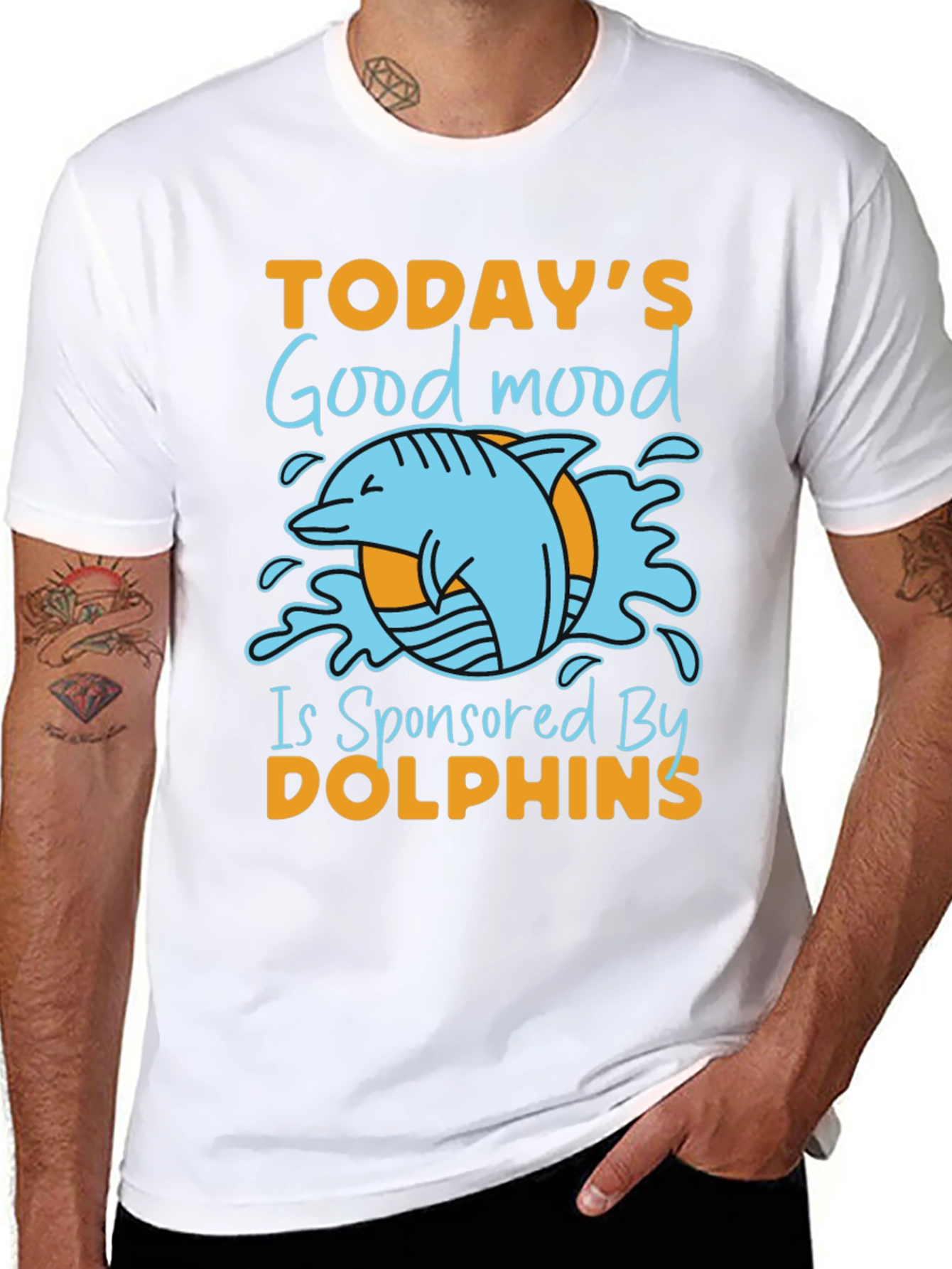 Black Dolphin Good Mood Graphic Tee - Unisex view 8
