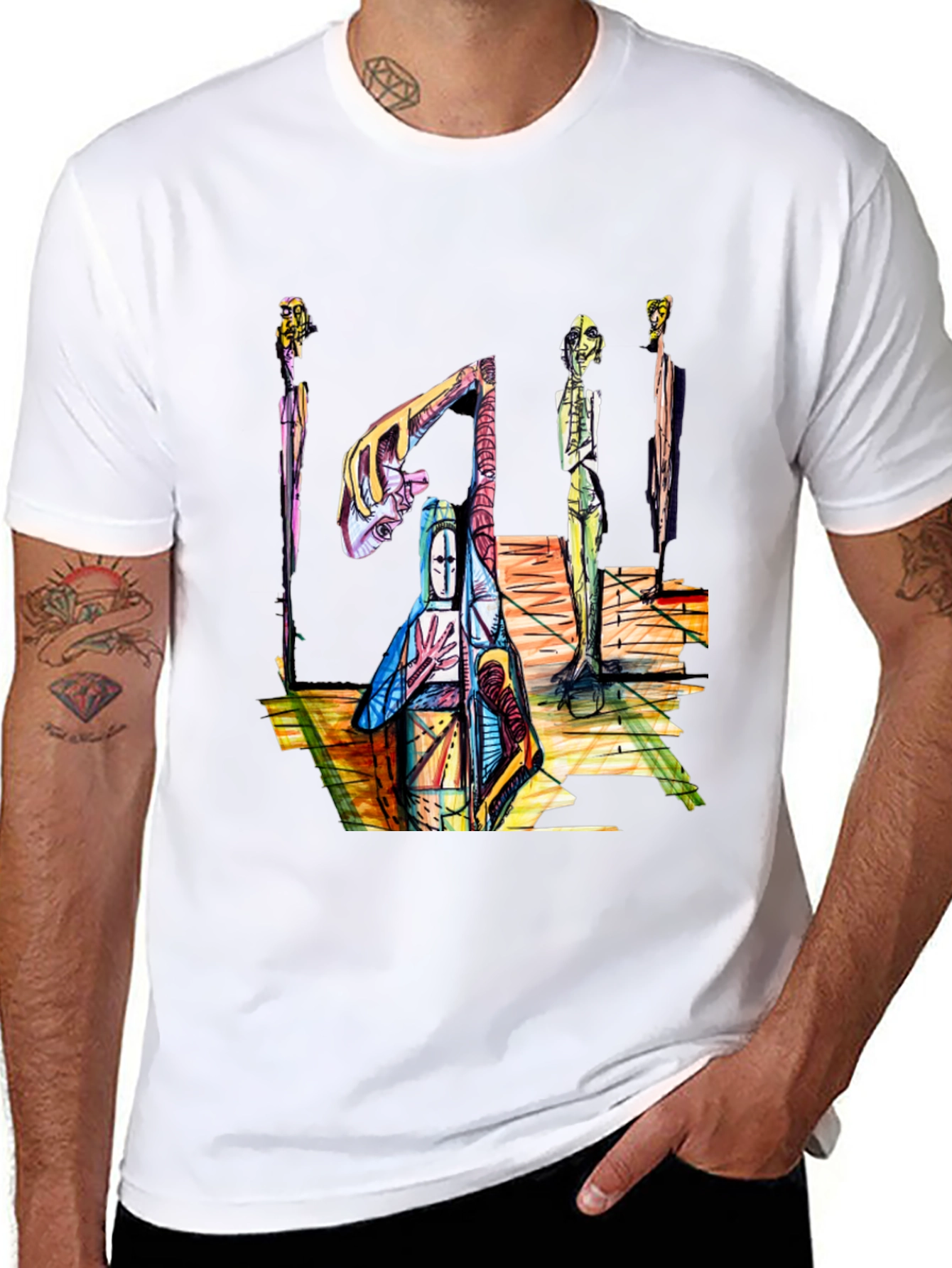 Black Abstract Art Graphic T-Shirt - Unique Design view 8