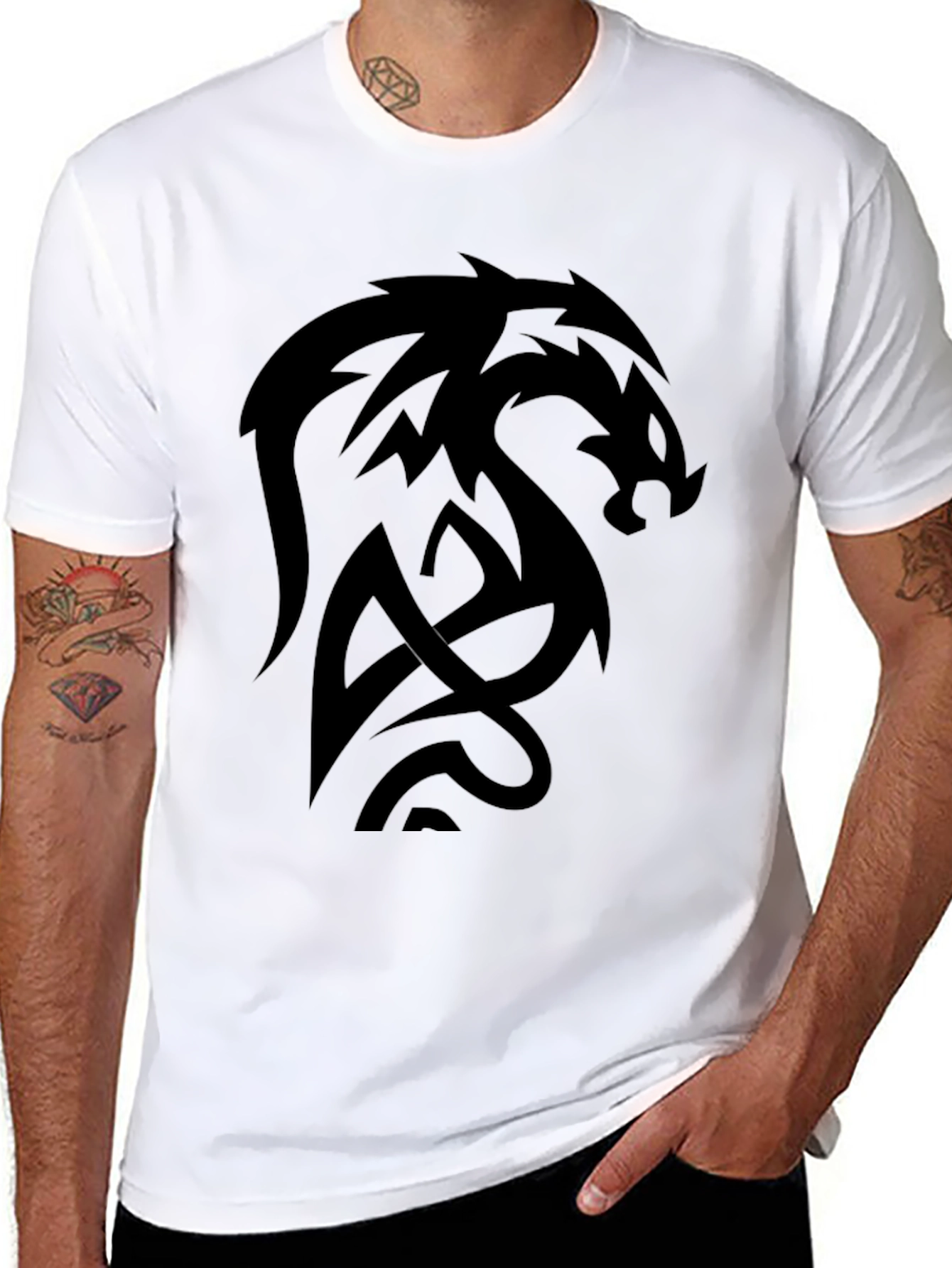 Black Dragon Graphic Black T-Shirt - Men's Stylish Tee view 8
