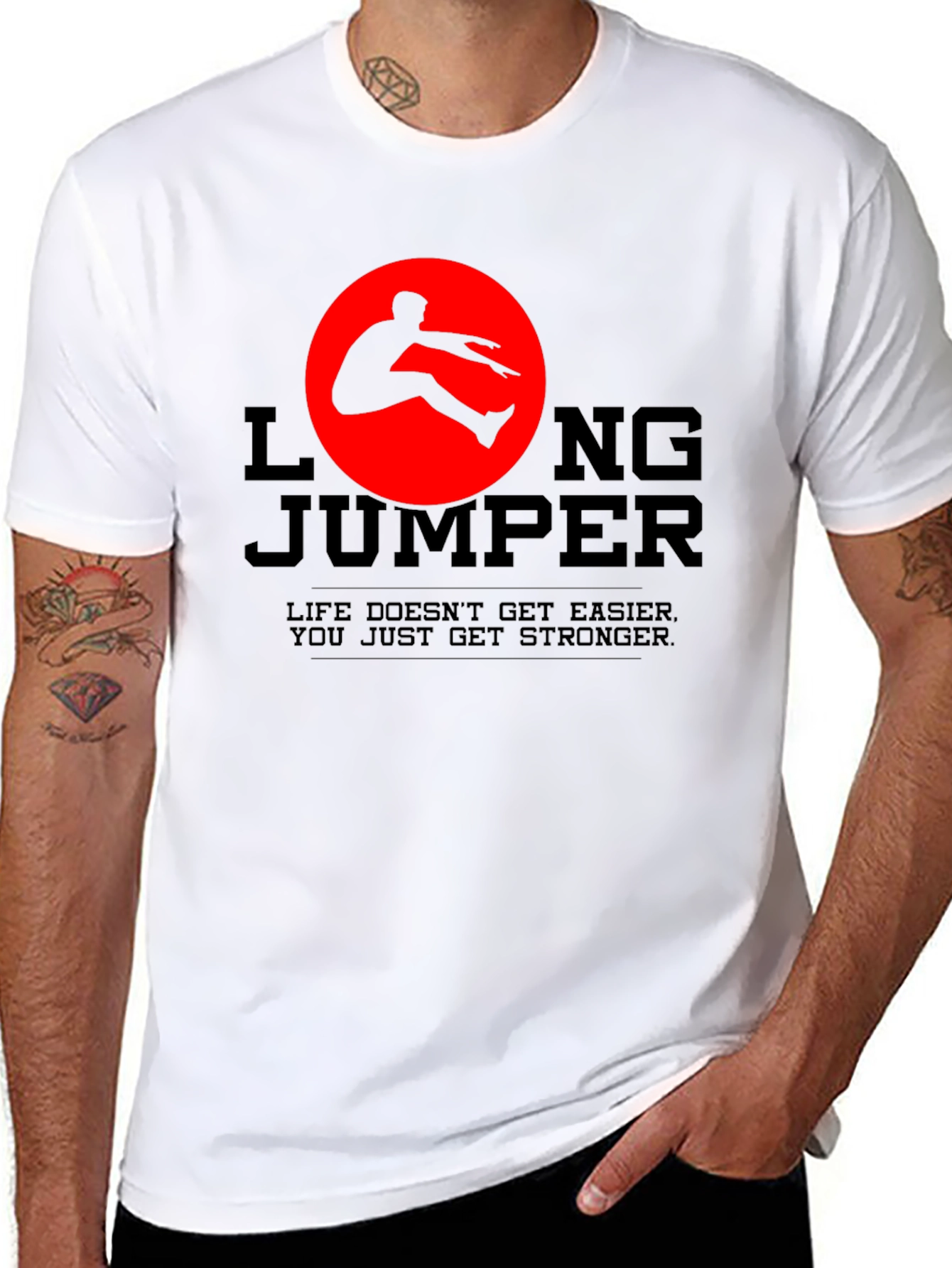 Black Long Jumper Graphic Tee - Life Gets Stronger view 8