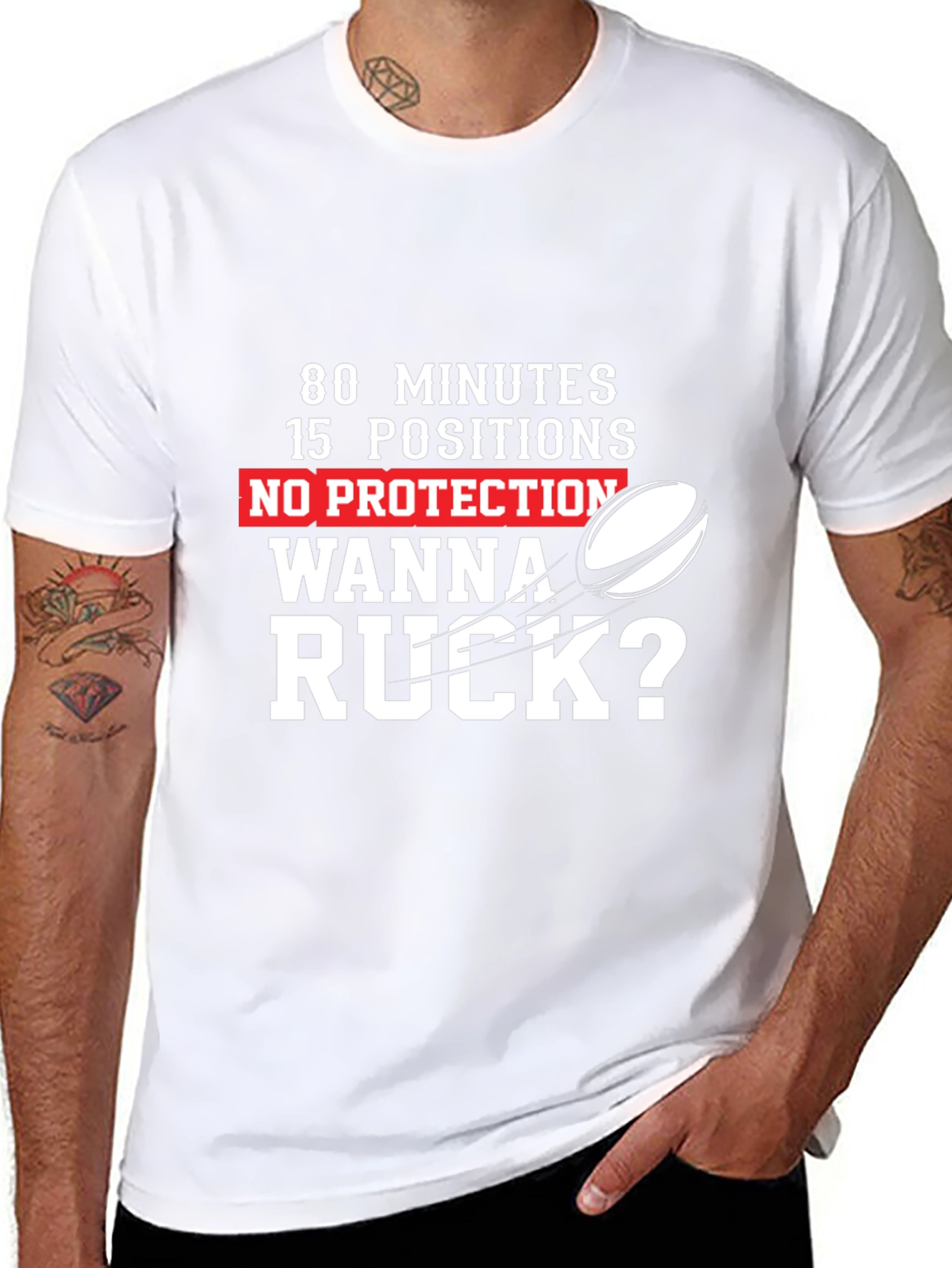 Black Rugby Tee: 80 Minutes 15 Positions, Wanna Ruck? view 8
