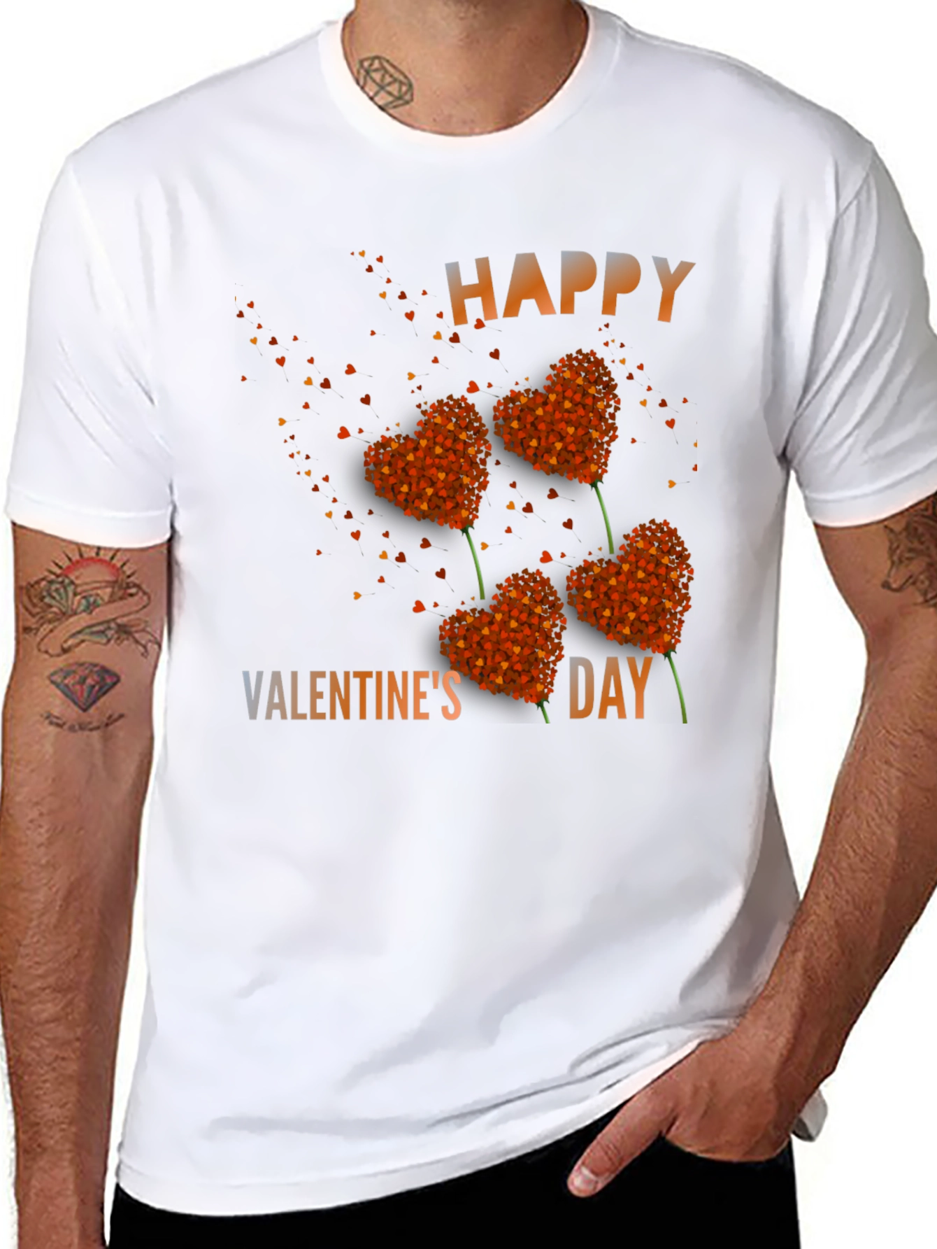 Black Happy Valentine's Day Heart Flower T-Shirt view 8