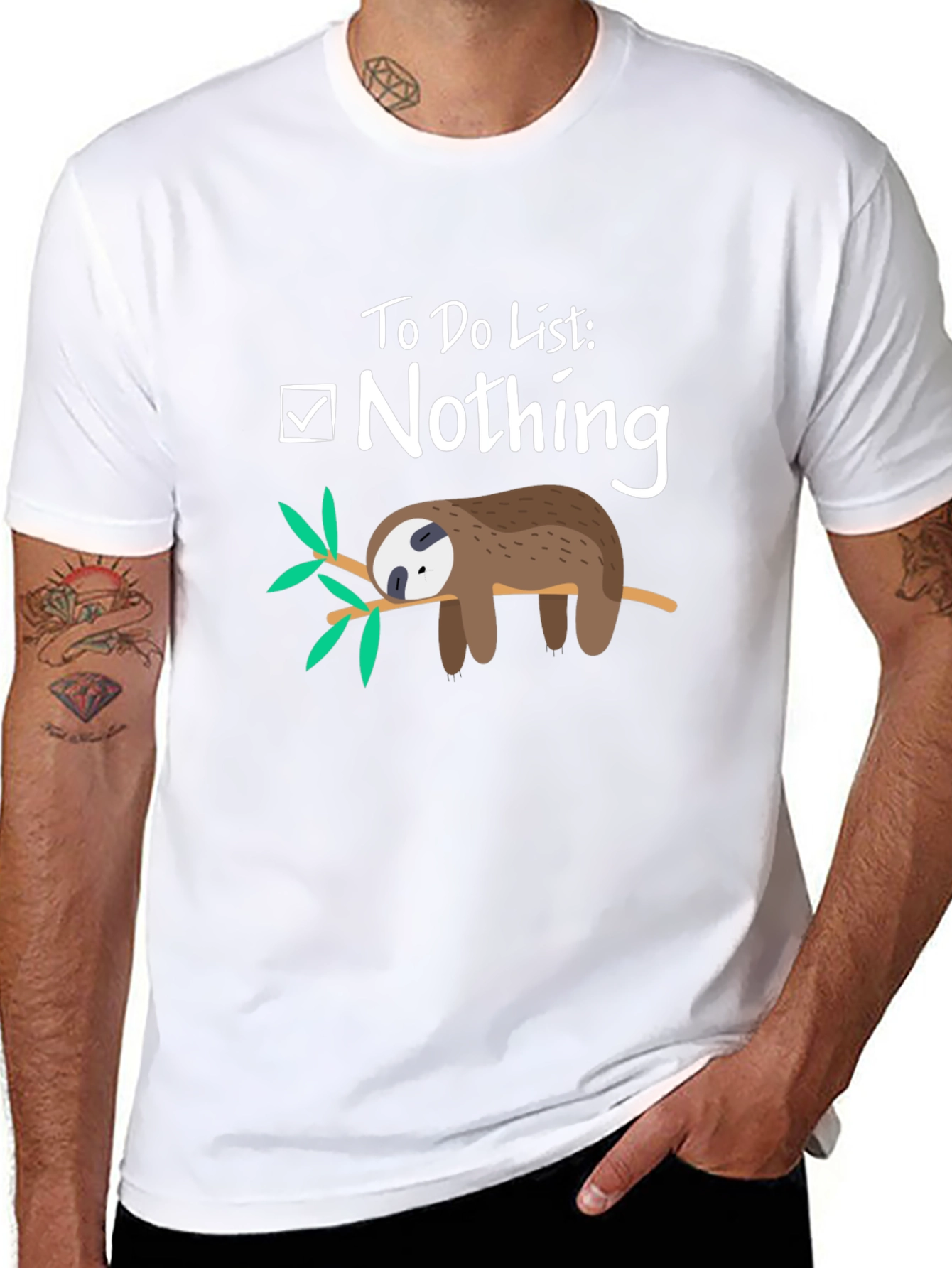 Black Lazy Sloth T-Shirt - To Do List: Nothing view 8