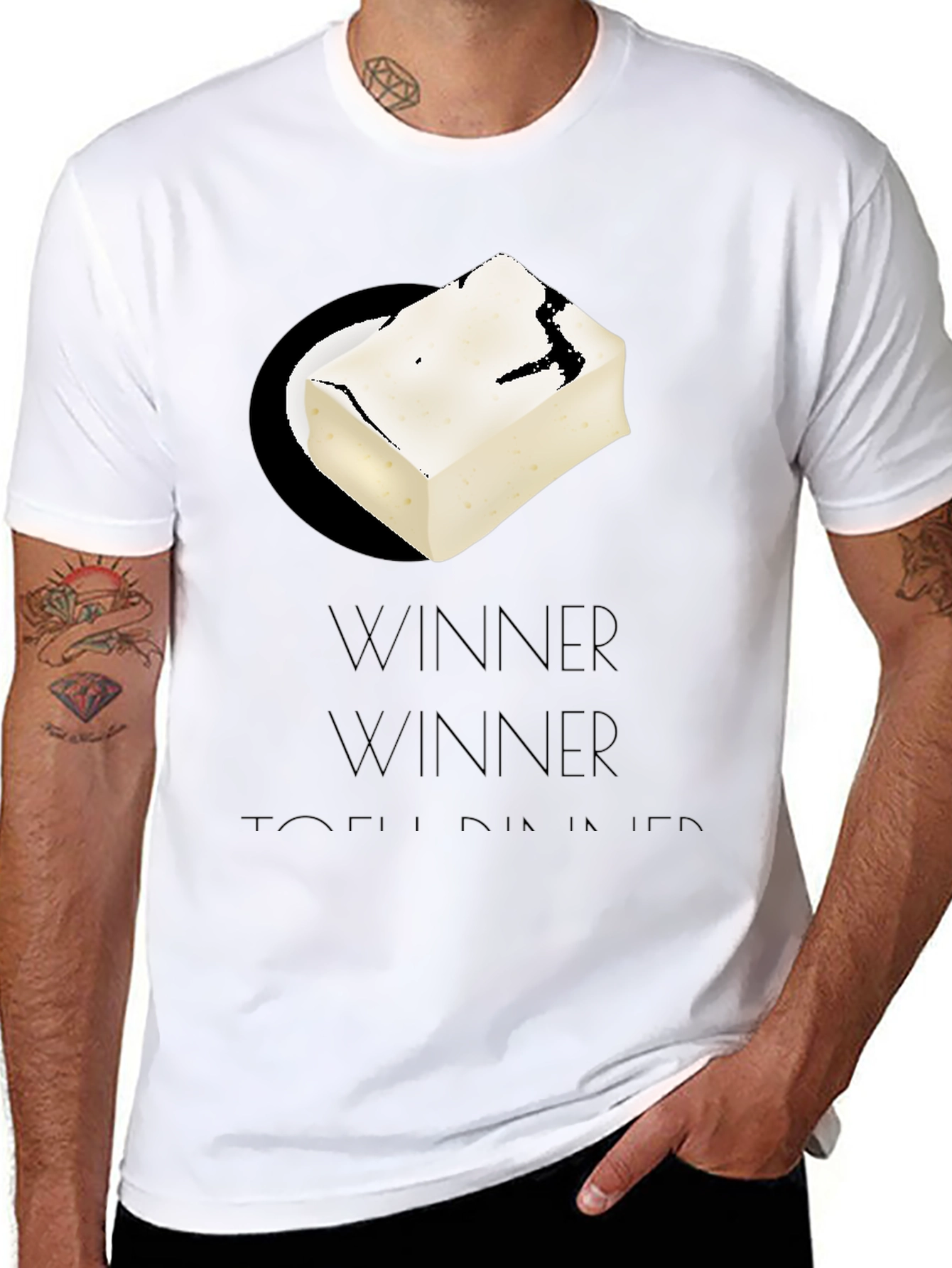 Black Winner Tofu Dinner Graphic Tee view 8