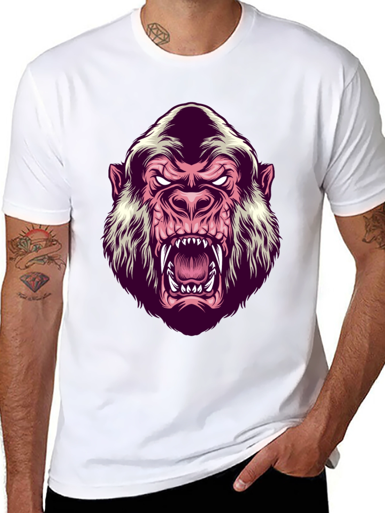 Black Men's Black Gorilla Graphic T-Shirt view 8
