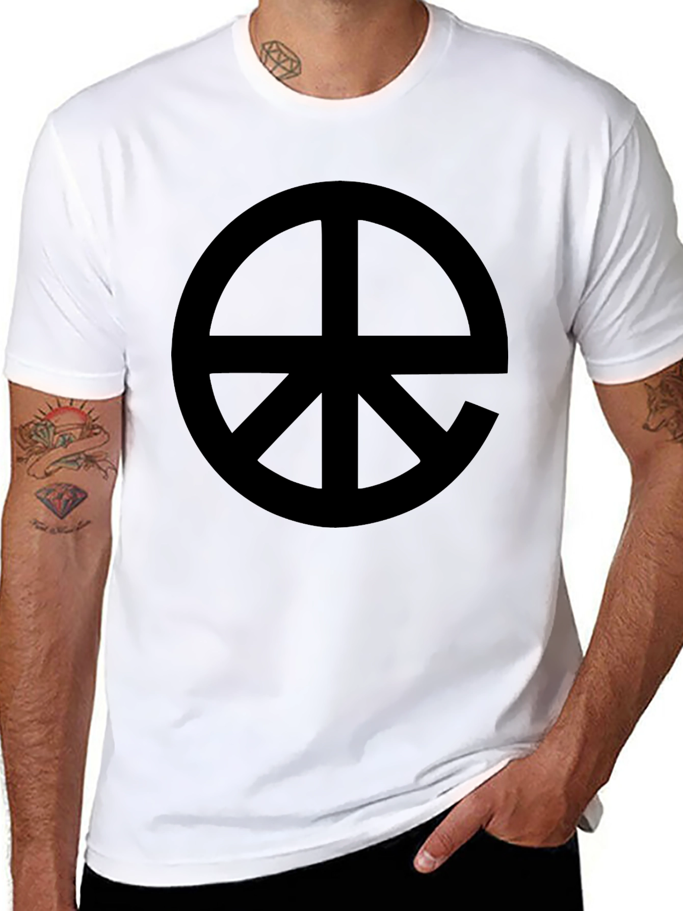 Black Symbolic Graphic Tee - Black Cotton Blend view 8