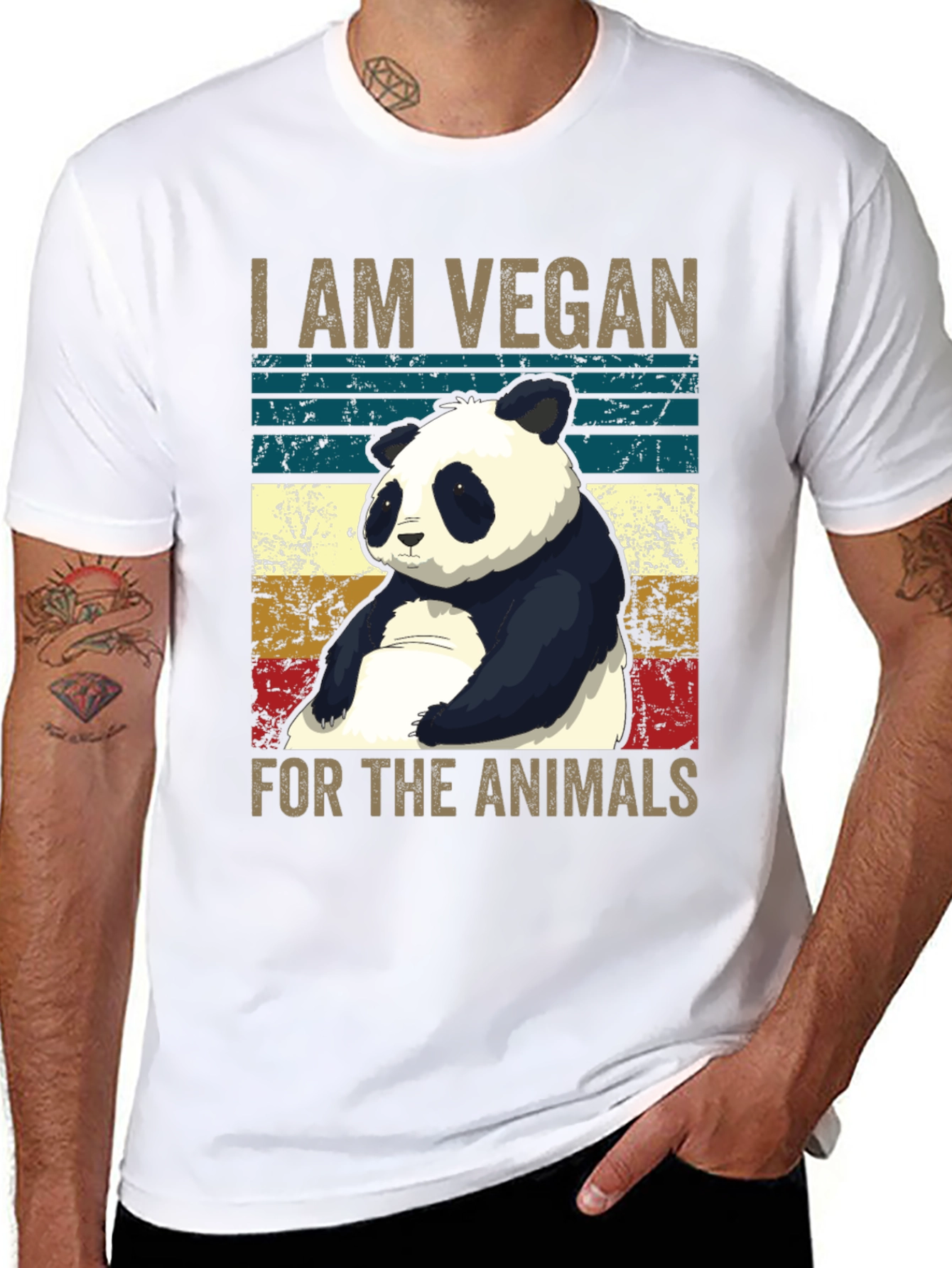 Black Vegan Panda Graphic Tee - Animal Lover T-Shirt view 8