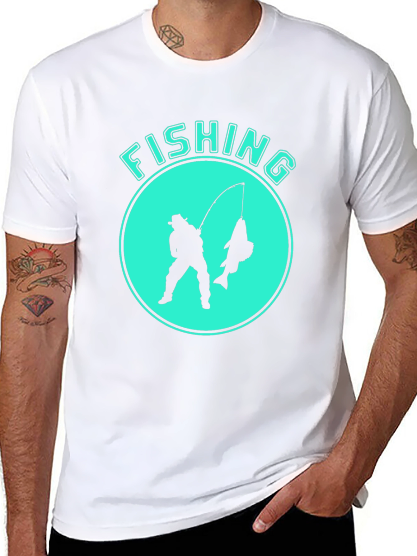 Black Fishing Graphic Tee - Black Cotton Blend view 8