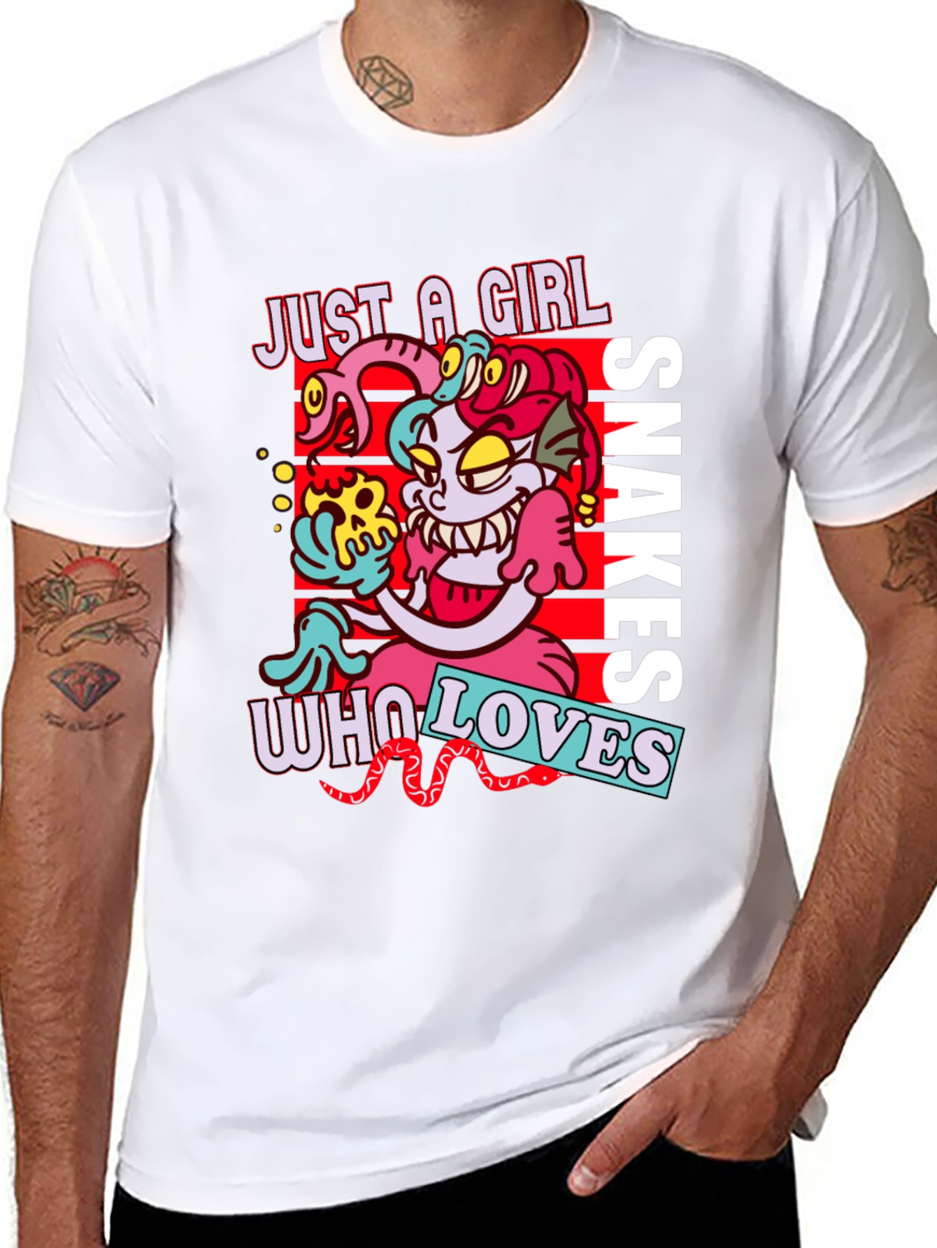 Black Just A Girl Who Loves Snakes Graphic T-Shirt view 8