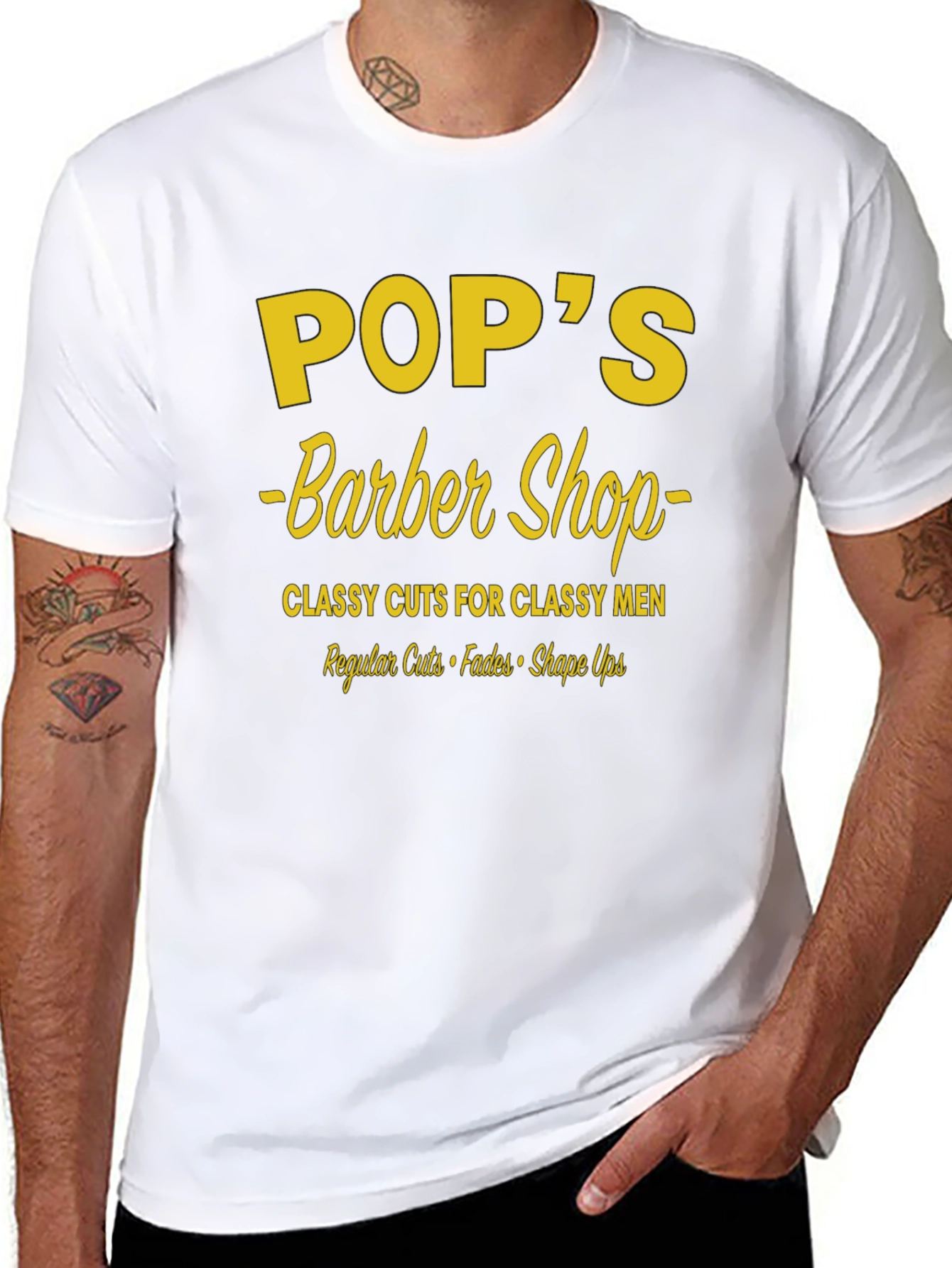Black Pop's Barber Shop T-Shirt - Classy Men's Cuts view 8