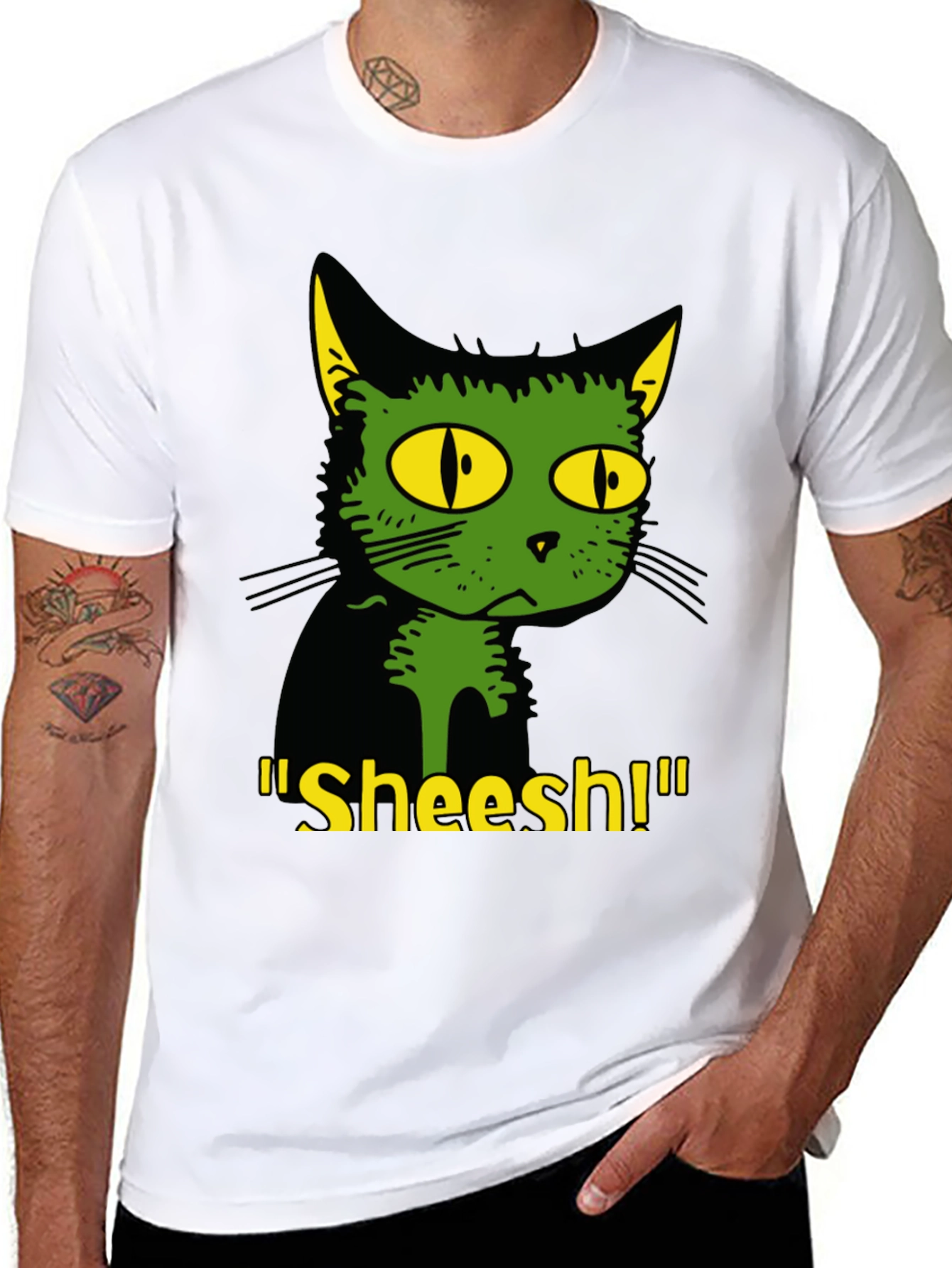 Black Sheesh Cat Graphic T-Shirt - Unique Design, Comfortable Fit view 8