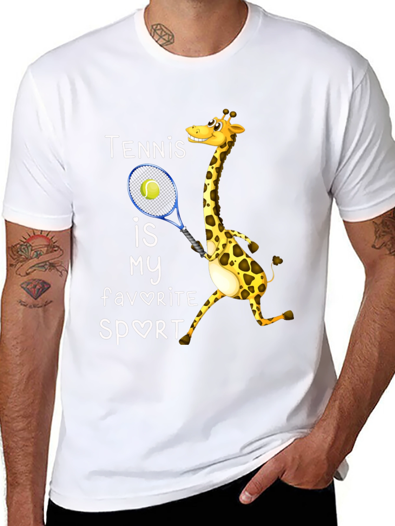 Black Tennis Giraffe Graphic T-Shirt view 8