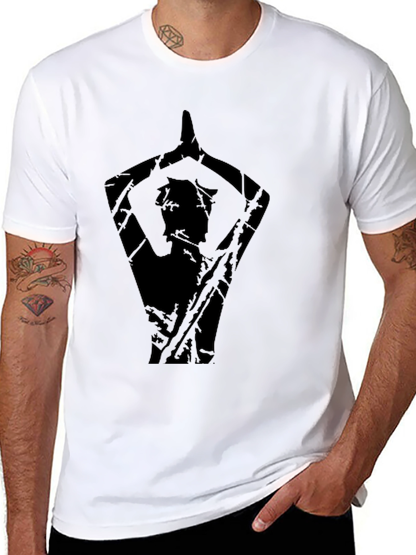 Black Men's Black Yoga Silhouette Graphic Tee view 8
