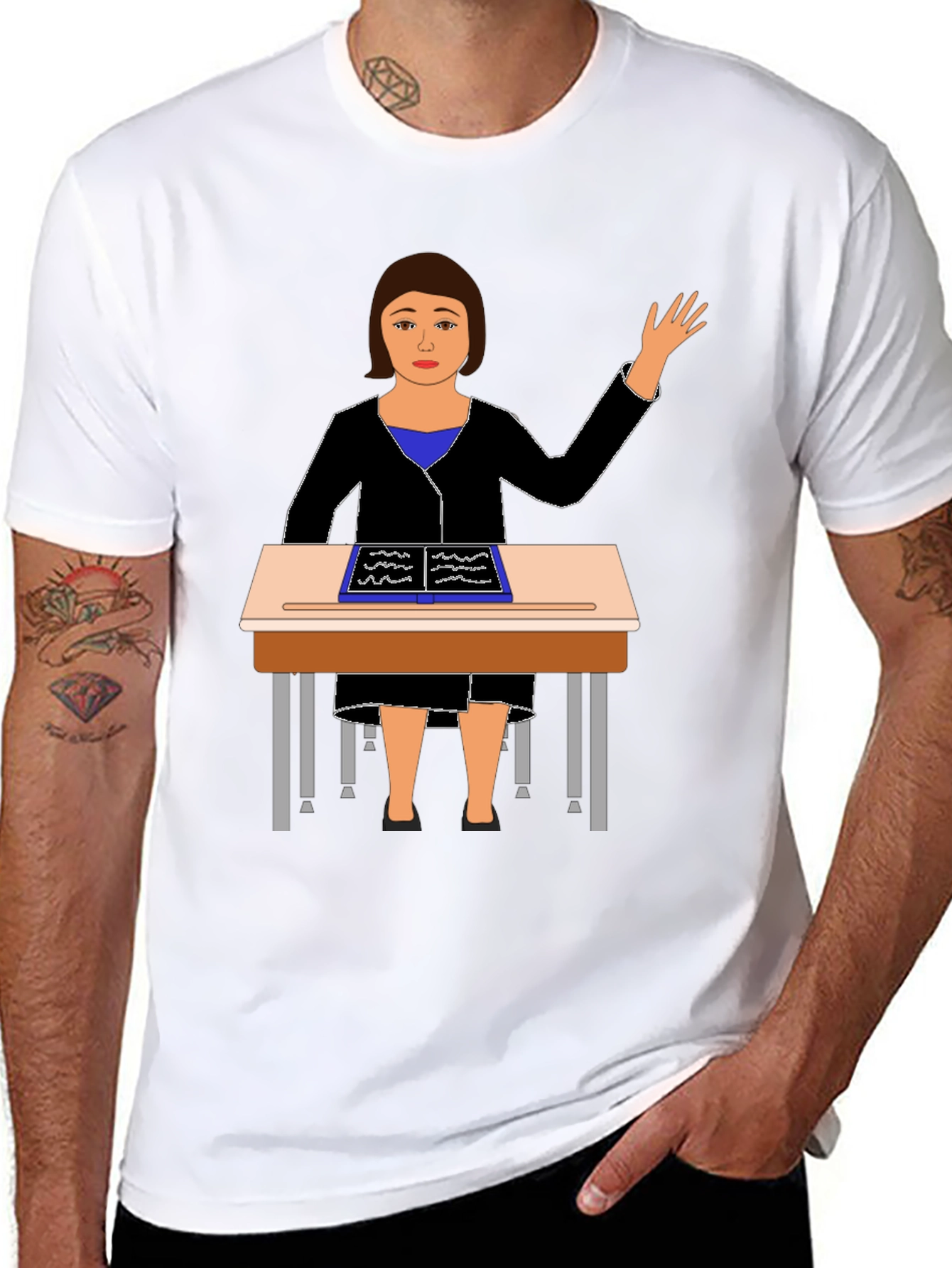 Black Teacher at Desk Graphic Tee view 8