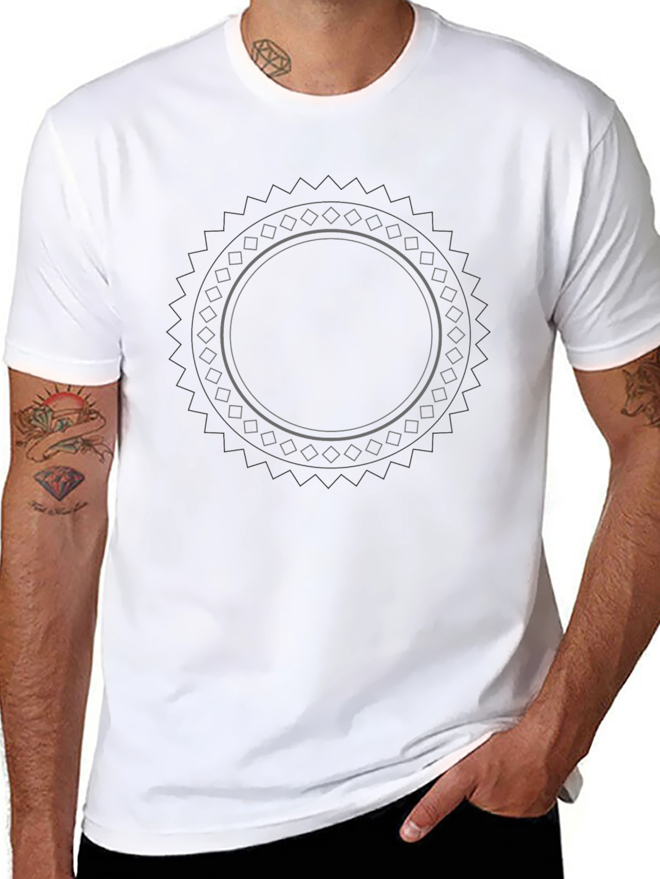 Black Men's Black Graphic Tee - Abstract Circle Design view 8