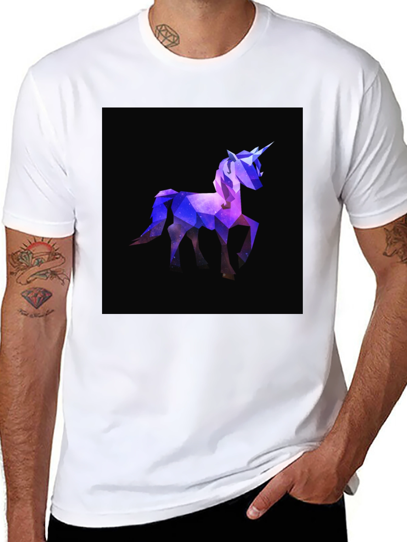 Black Geometric Unicorn T-Shirt - Stylish Graphic Tee view 8