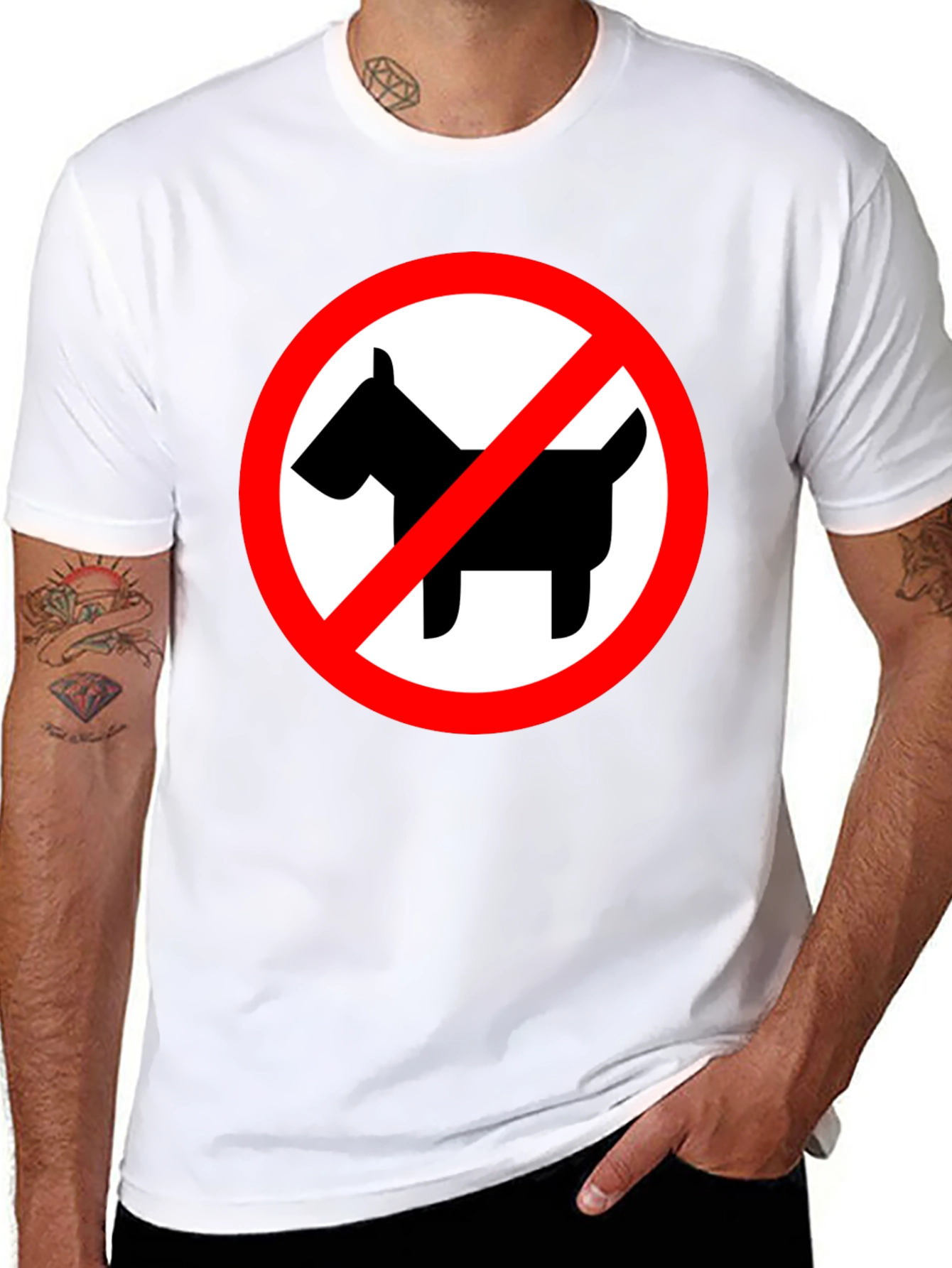 Black No Dogs Allowed Black Crew Neck T-Shirt view 8