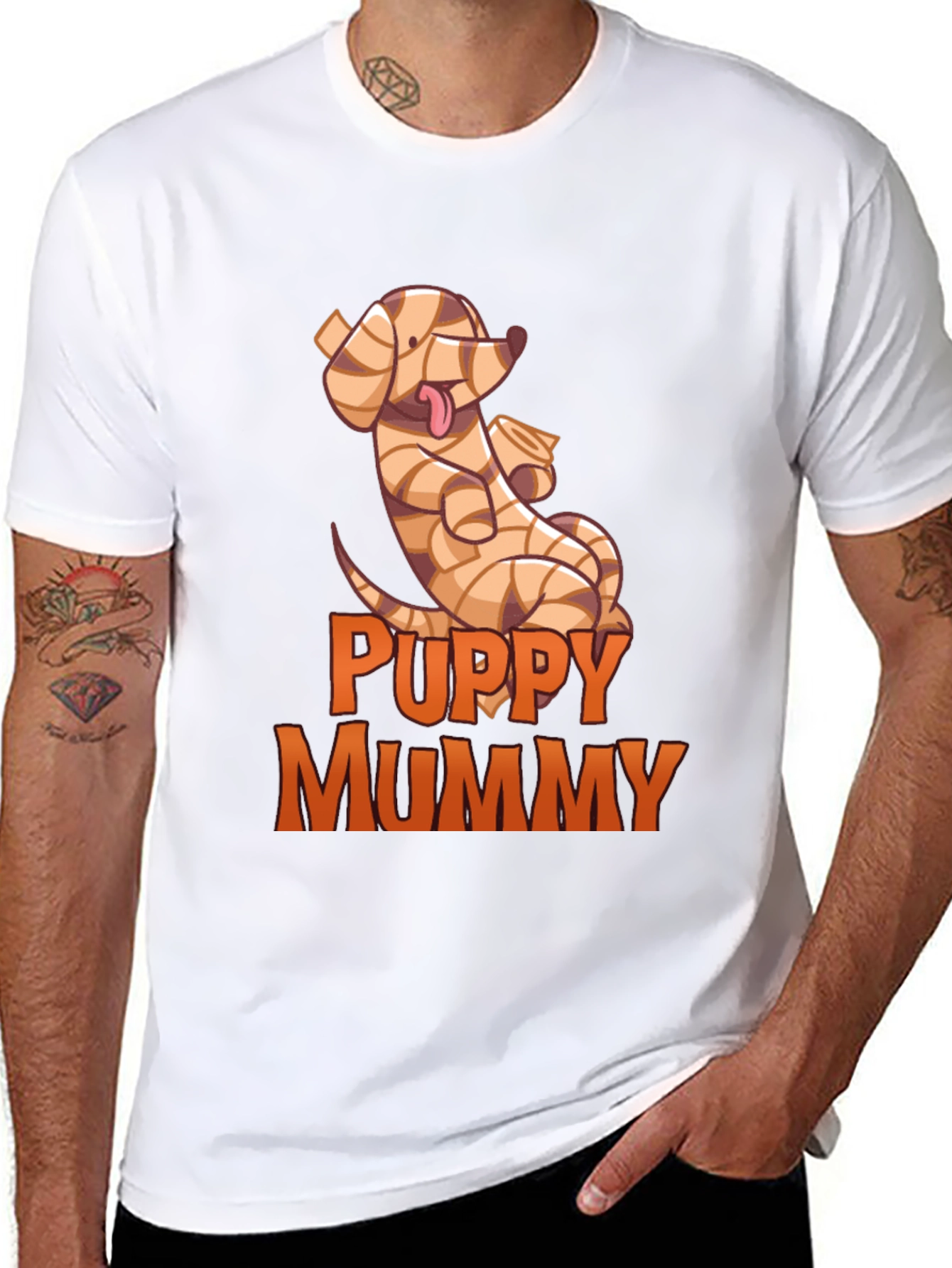 Black Puppy Mummy T-Shirt - Funny Halloween Dog Tee view 8