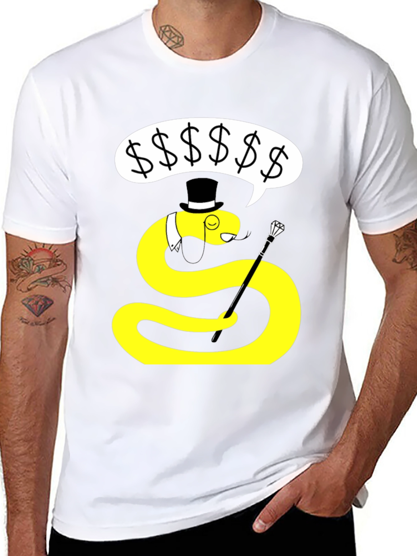 Black Dapper Snake T-Shirt - Funny Cartoon Animal Tee view 8