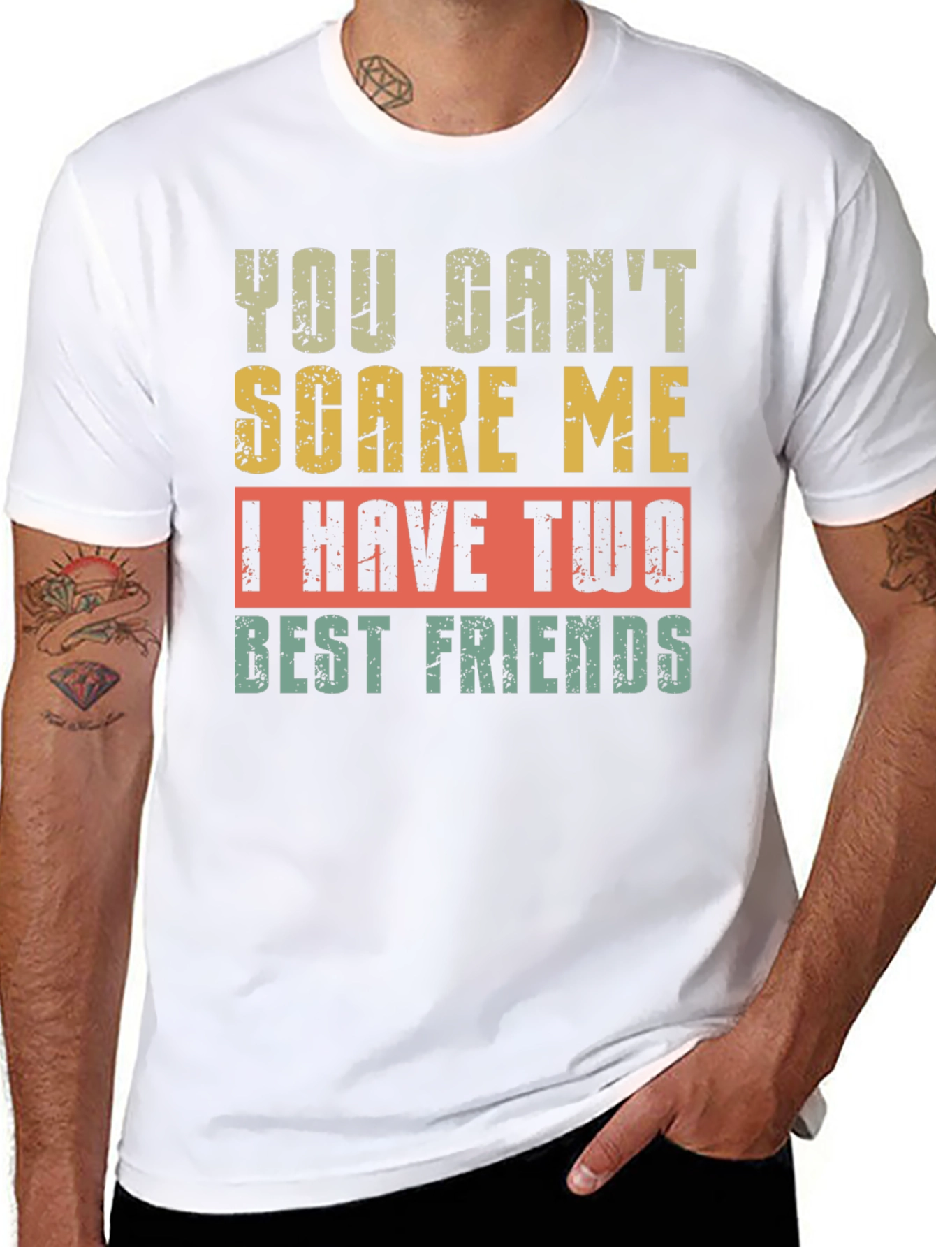 Black Funny Best Friends T-Shirt - You Can't Scare Me view 8