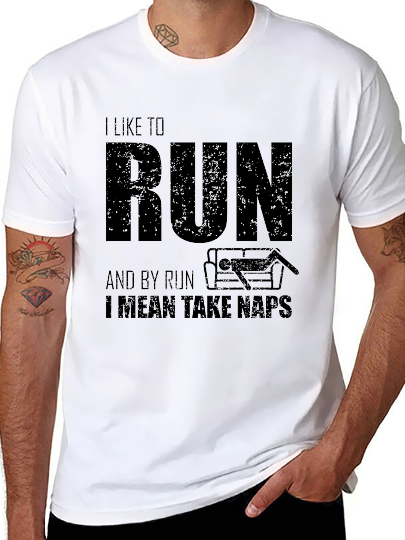 Black I Like to Run Funny Nap T-Shirt view 8