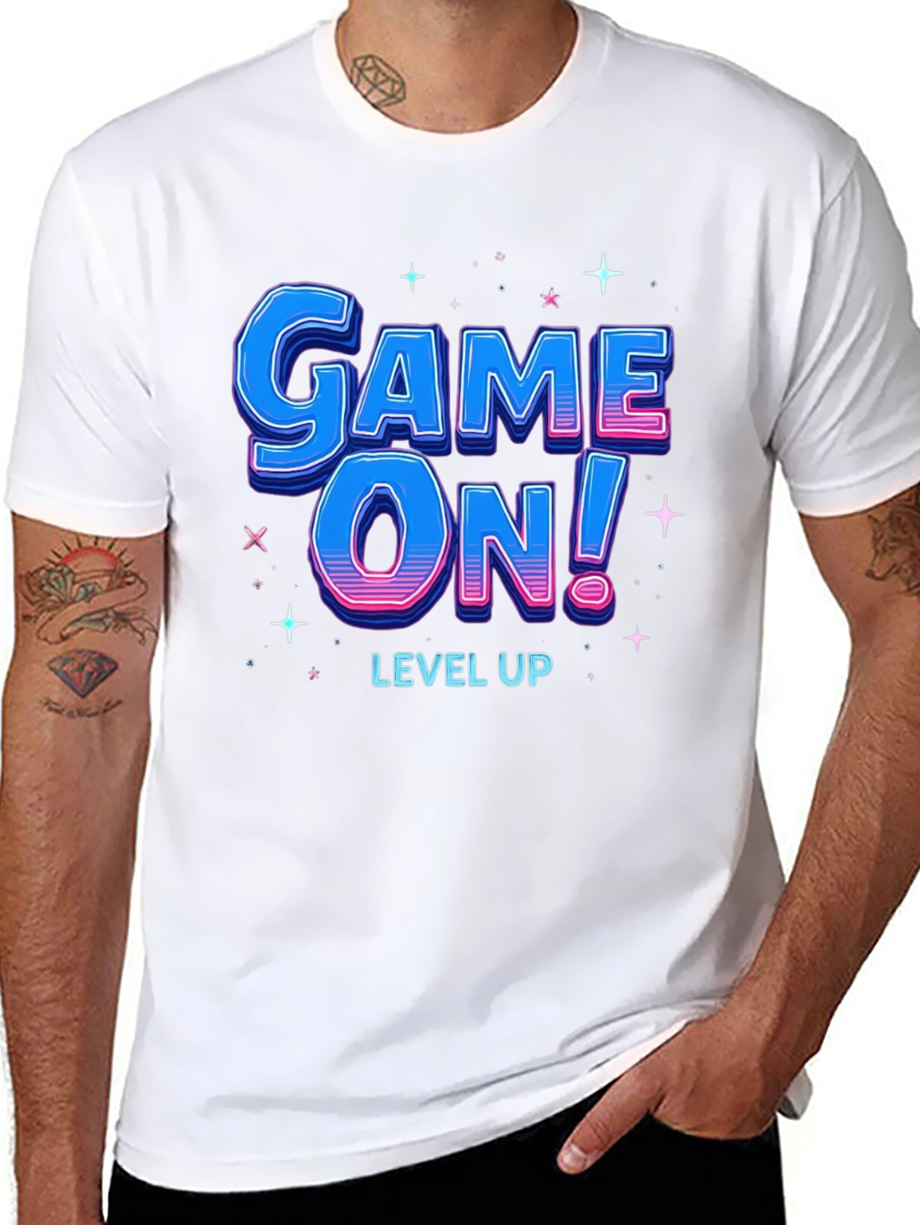 Black Game On! Level Up T-Shirt - Gamer Style view 8