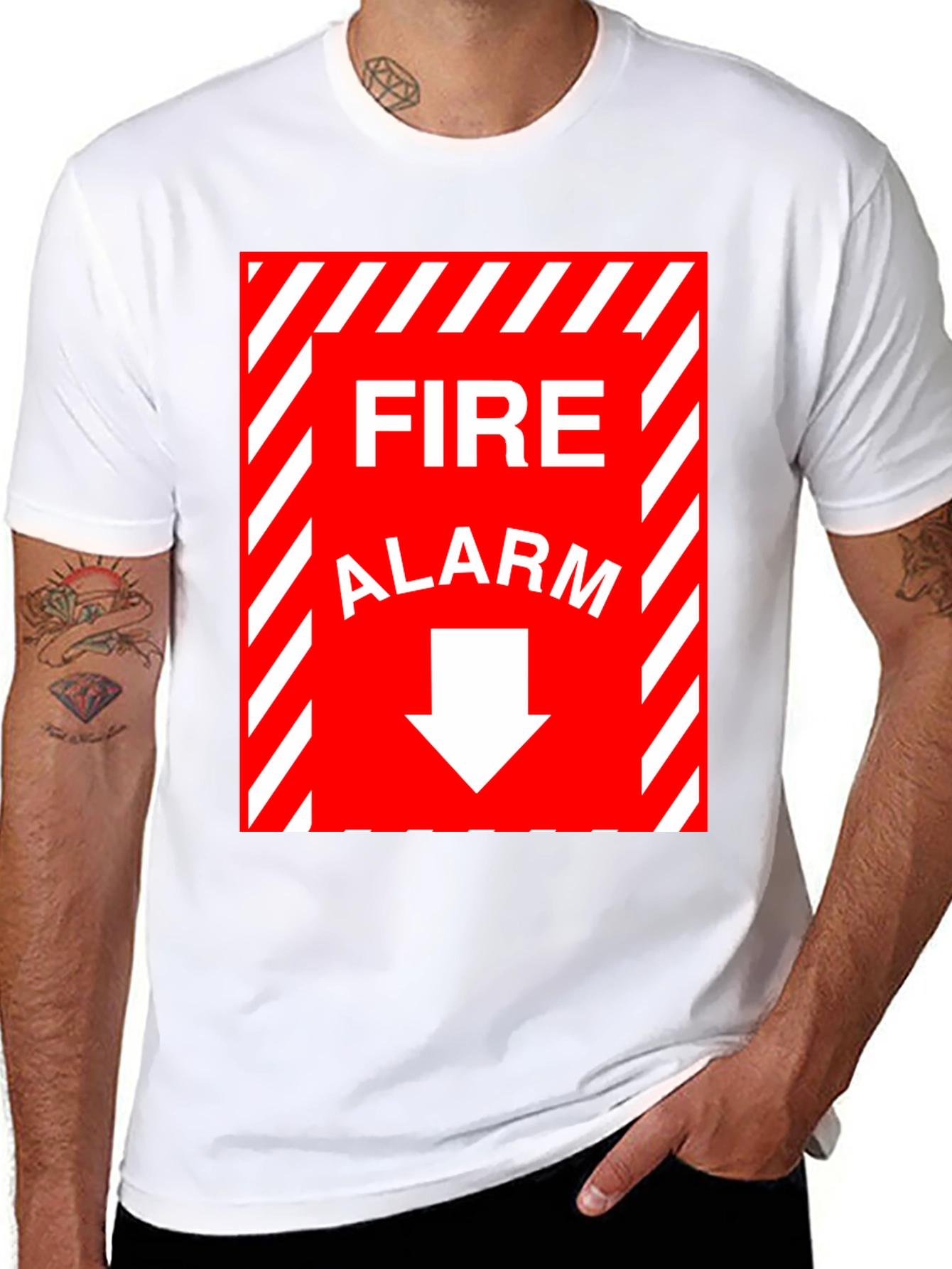 Black Fire Alarm Graphic Tee - Novelty T-Shirt view 8