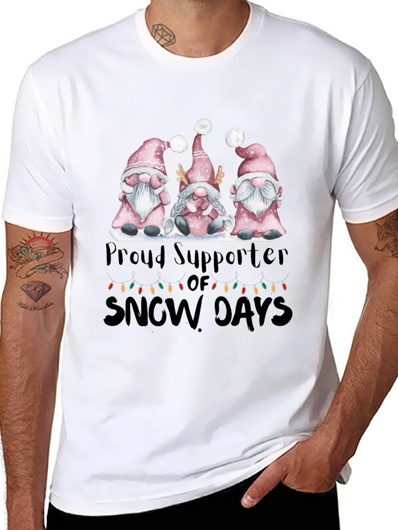 Black Proud Supporter of Snow Days Gnome T-Shirt view 8