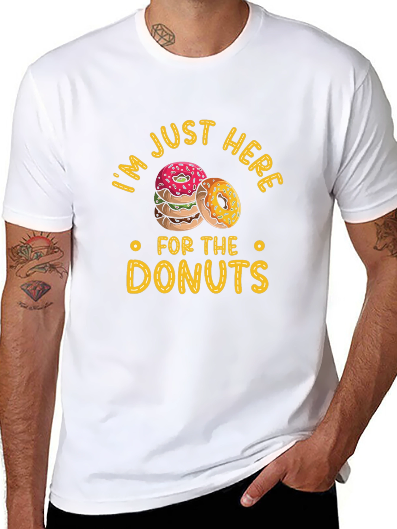 Black Donut Lover T-Shirt: "I'm Just Here for the Donuts"  view 8