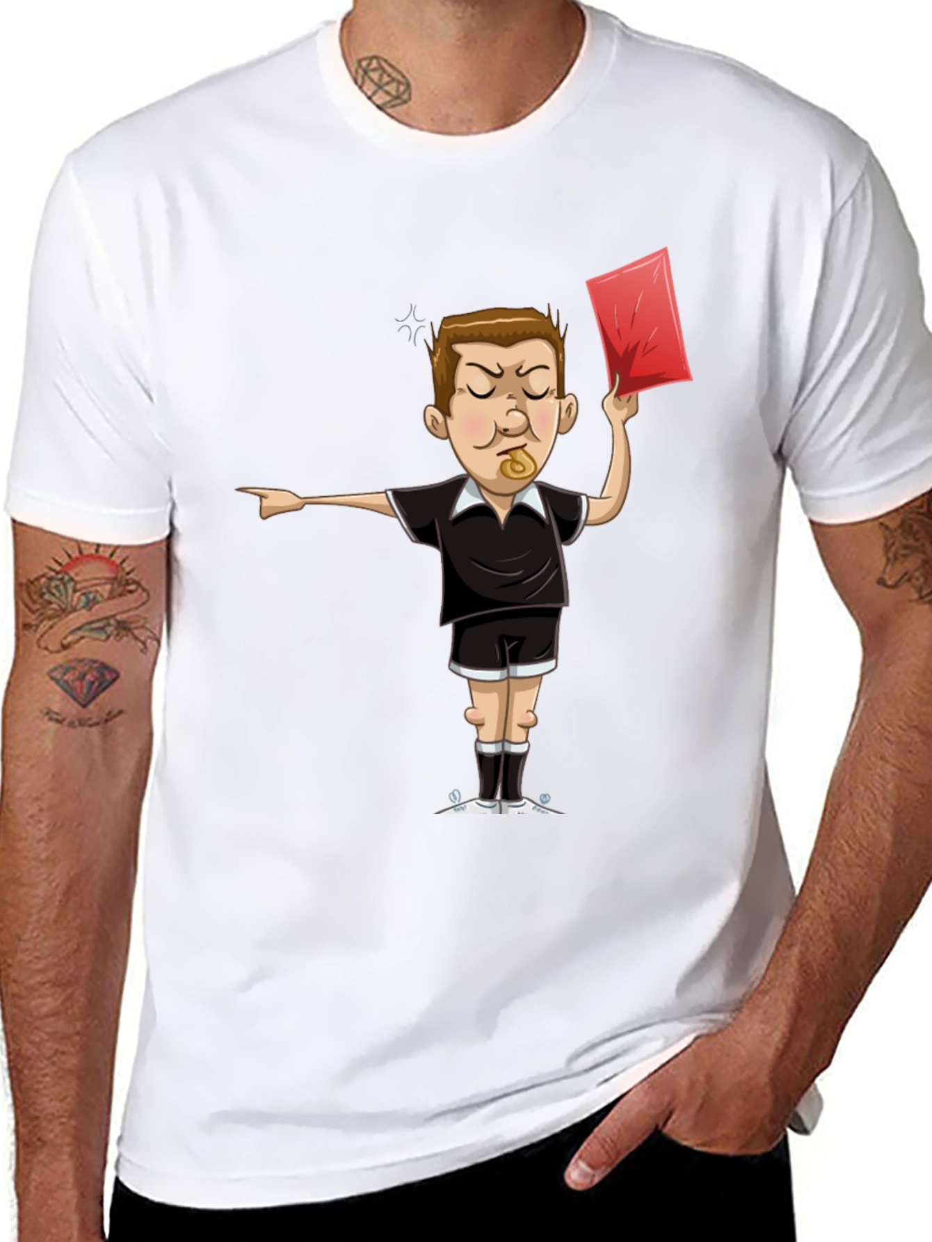 Black Funny Referee T-Shirt - Red Card Graphic Tee view 8