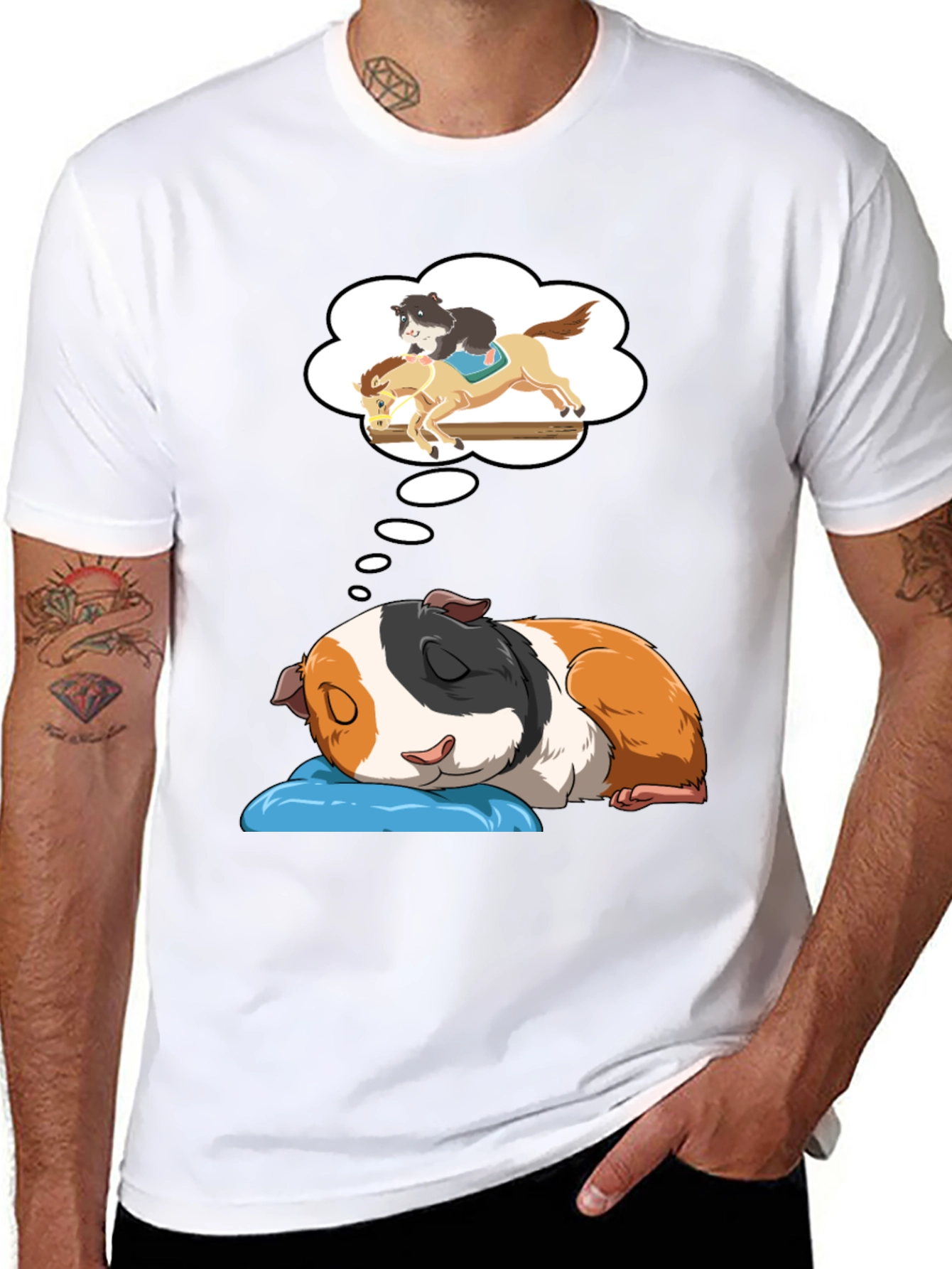 Black Dreamy Guinea Pig T-Shirt view 8