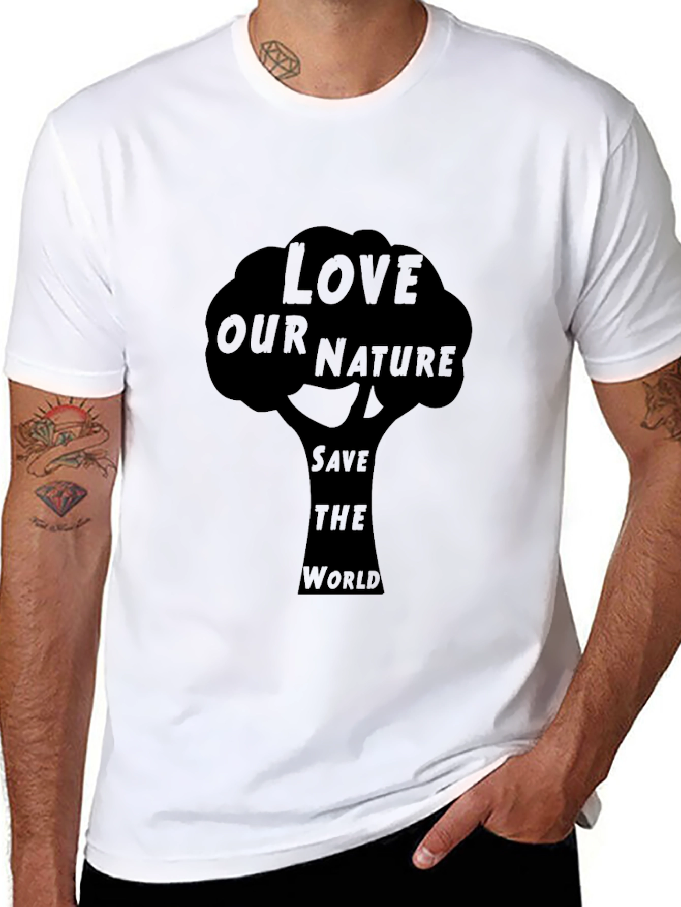 Black Eco-Friendly "Love Our Nature" Graphic Tee view 8