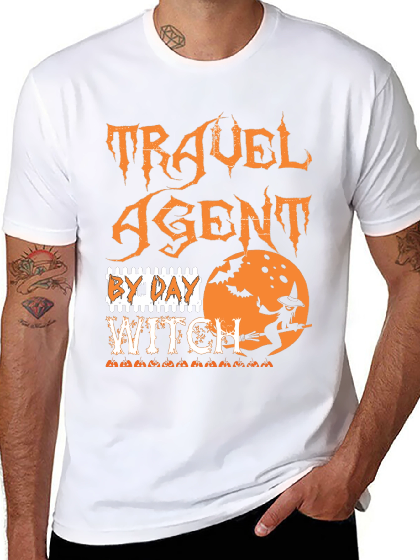 Travel Agent Witch Halloween Graphic Tee - 8