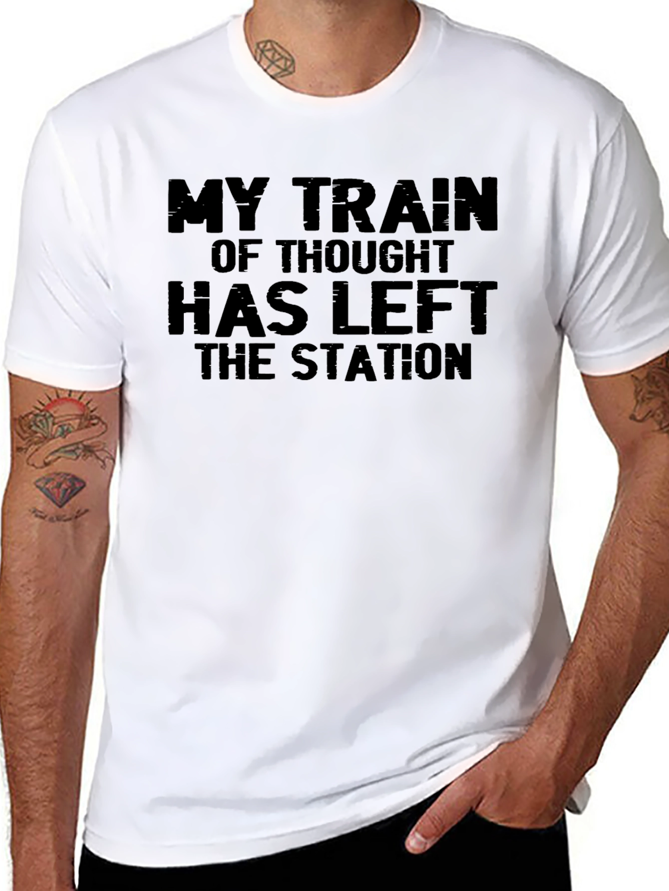 Black Funny "My Train of Thought" Graphic Tee view 8