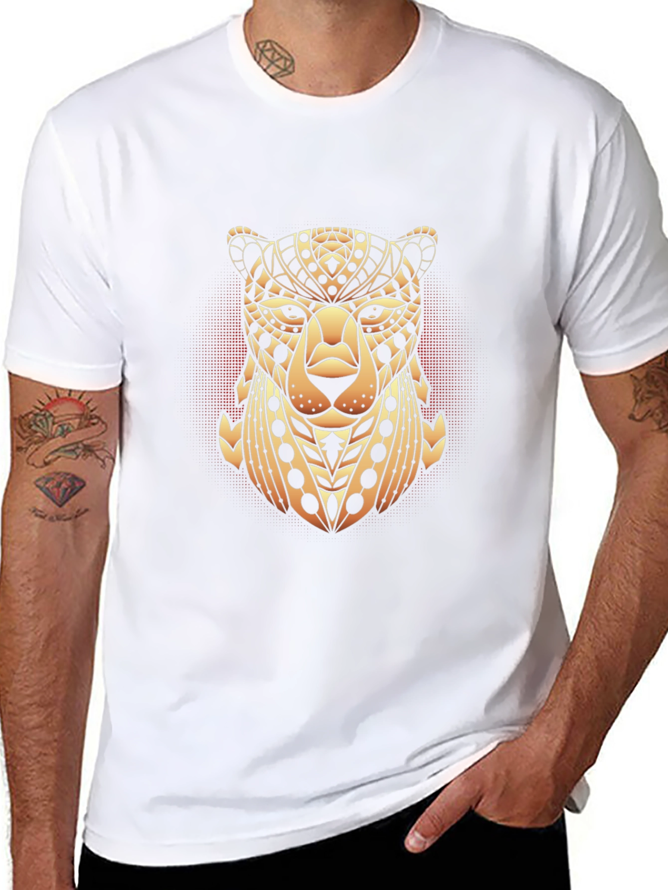 Black Geometric Cheetah Graphic Tee - Black view 8
