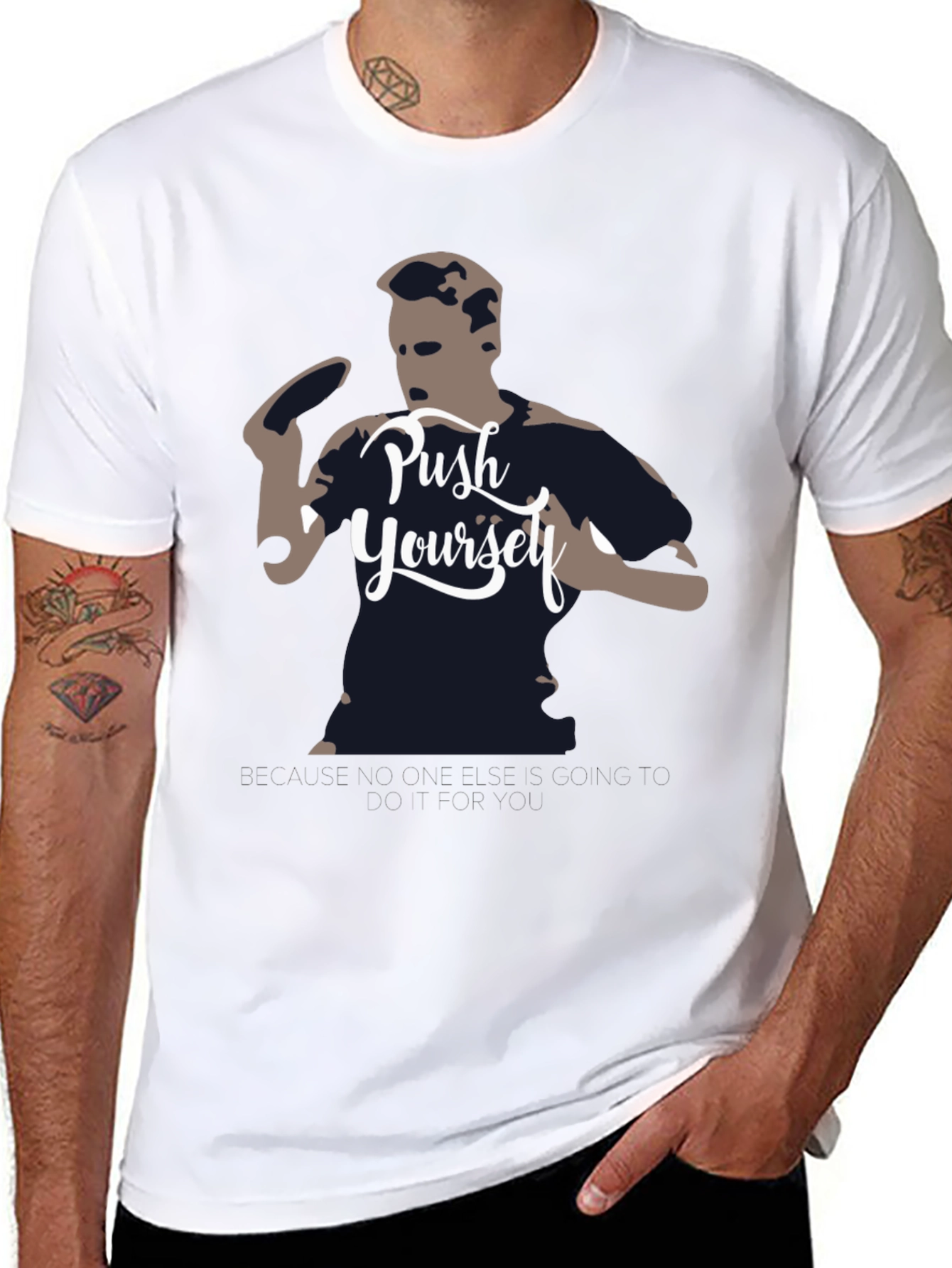 Black Push Yourself Graphic Tee - Black view 8