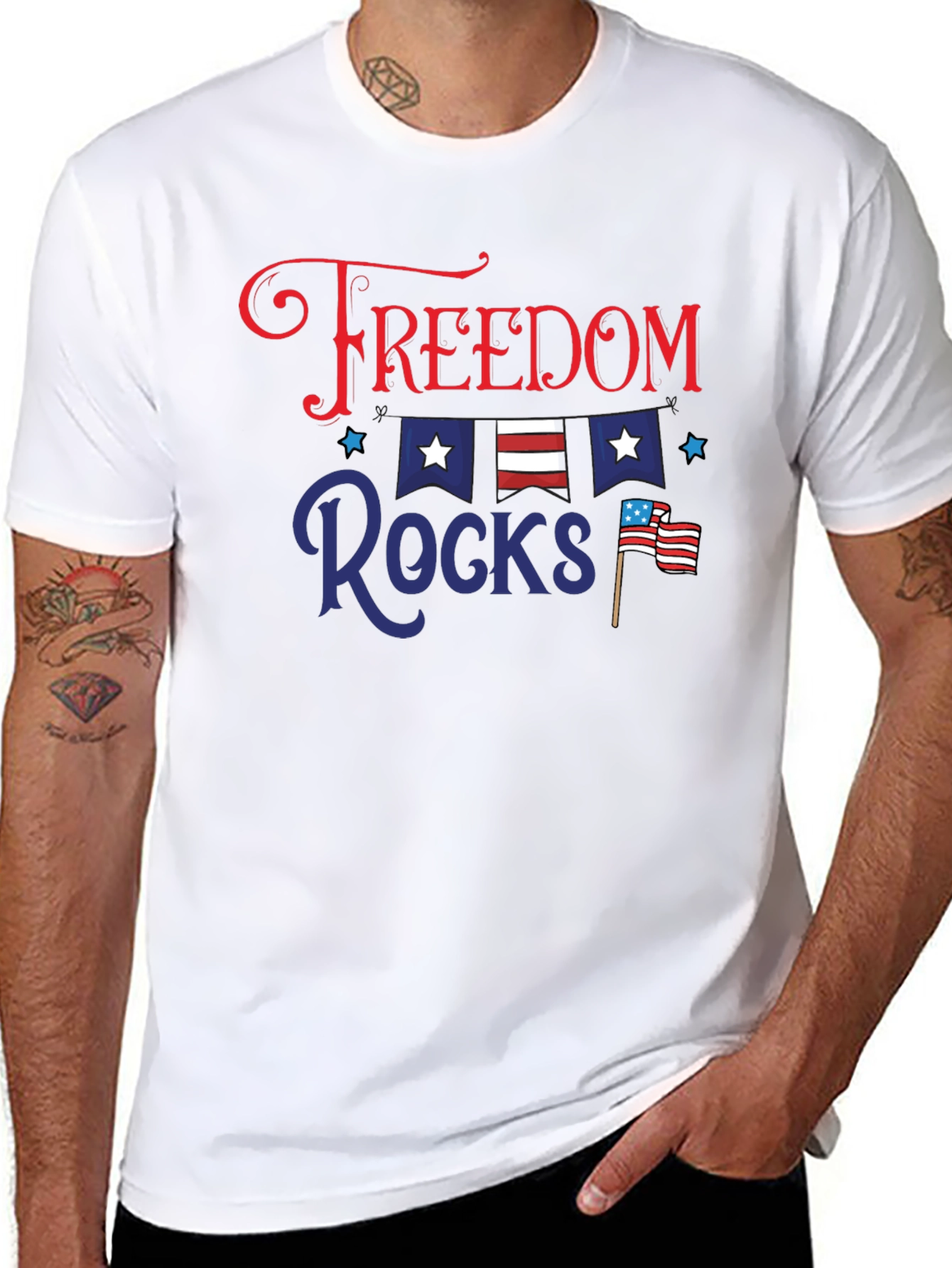 Black Freedom Rocks Patriotic T-Shirt view 8