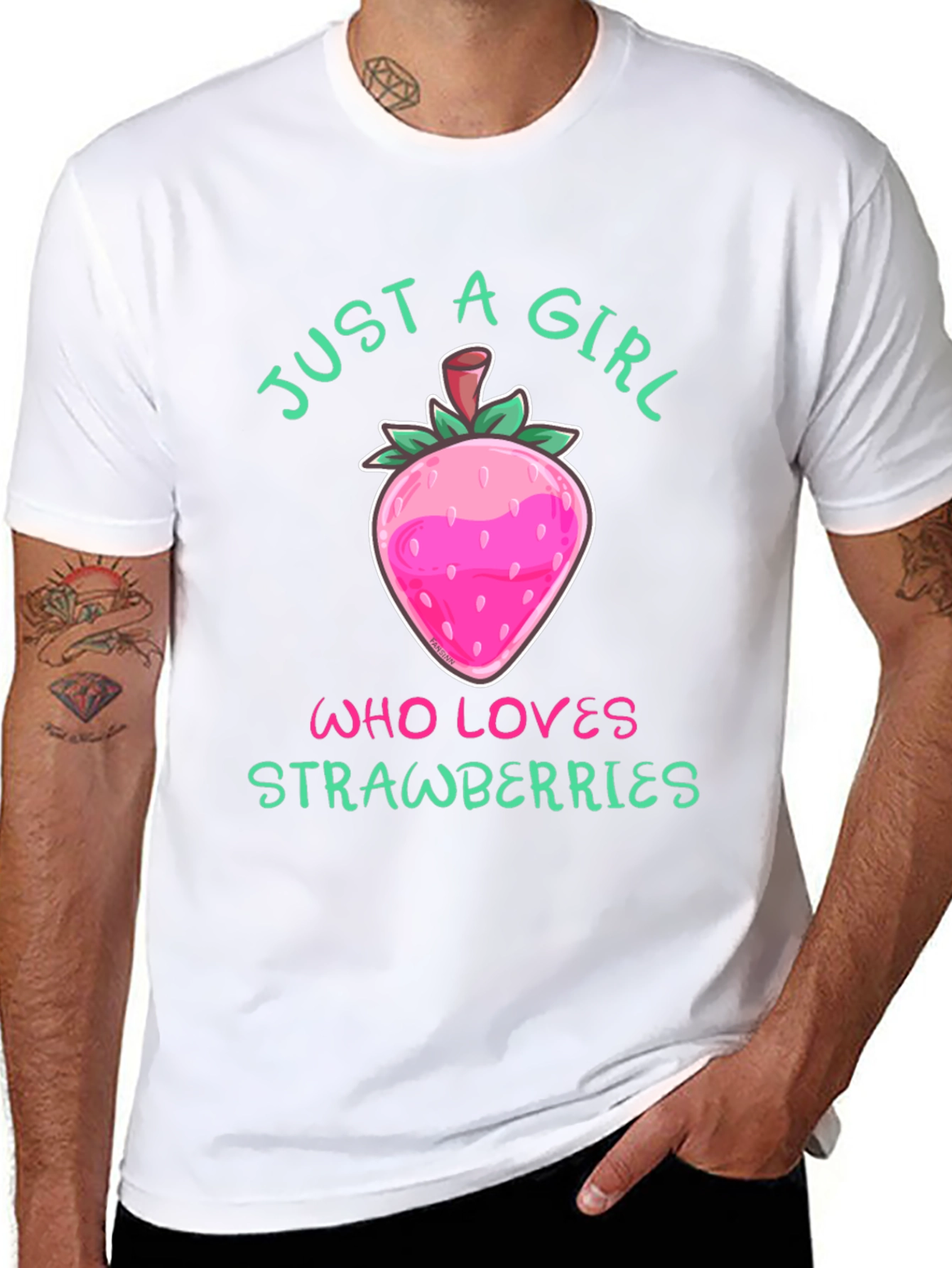 Black Strawberry Lover T-Shirt - Just A Girl Who Loves Strawberries view 8