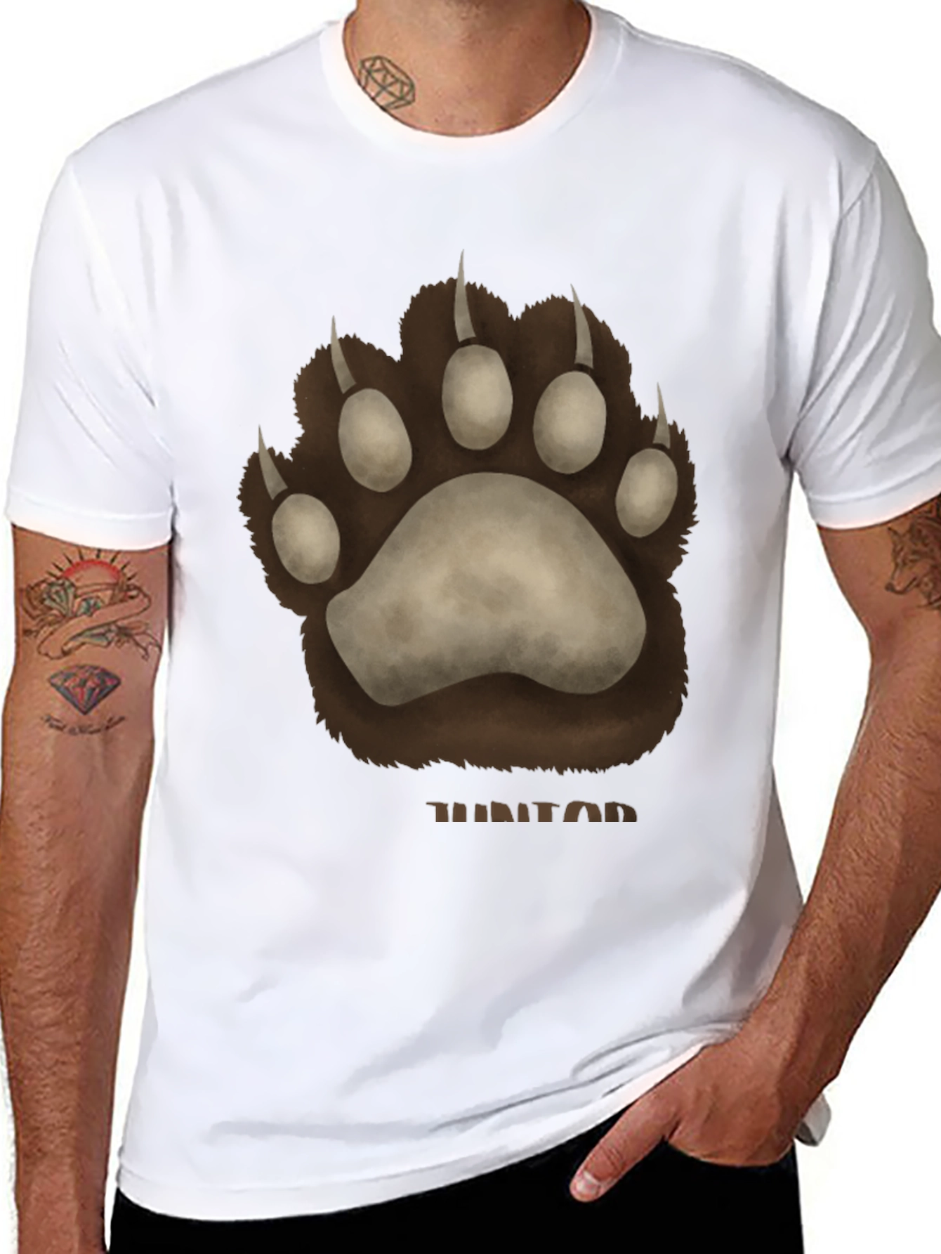 Black Bear Paw Print Graphic T-Shirt - Casual Wear view 8