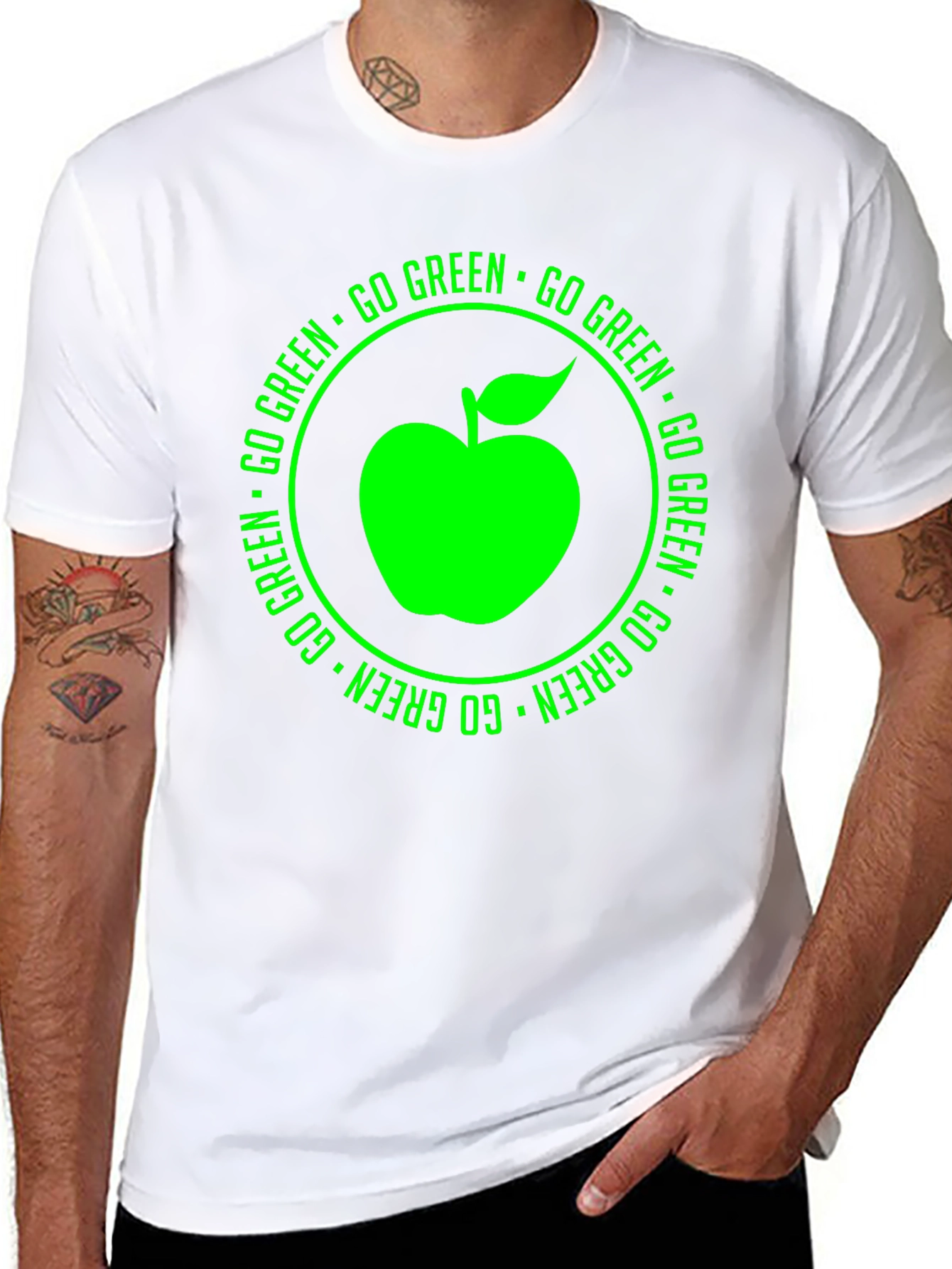 Black Go Green Apple Graphic Tee view 8