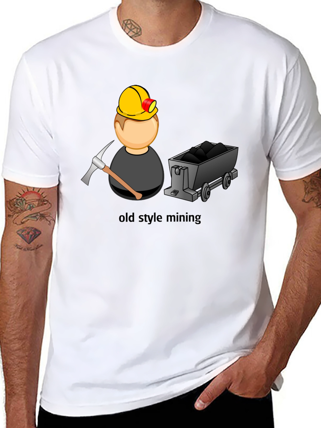 Black Old Style Mining T-Shirt - Classic Design view 8