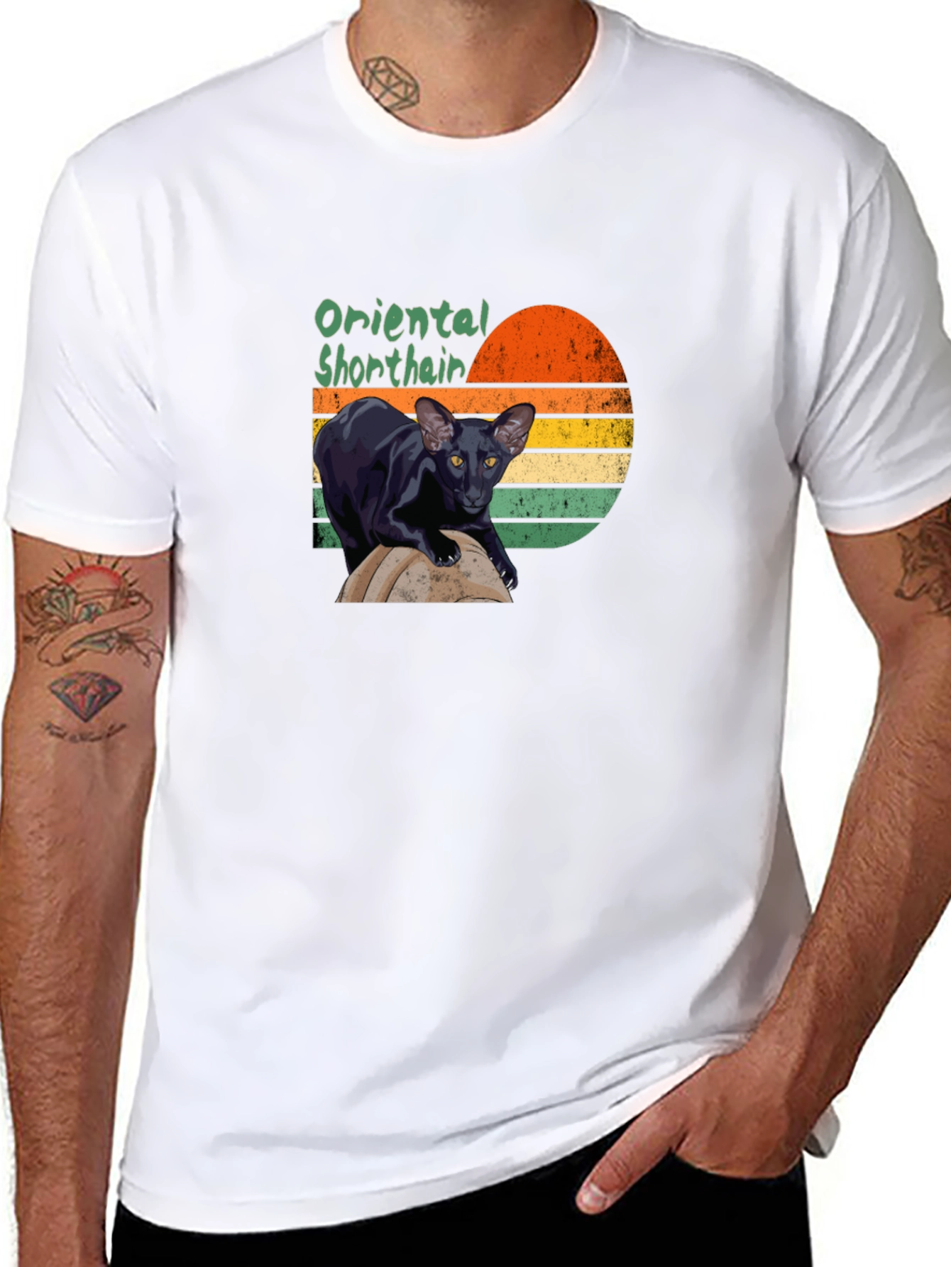 Black Oriental Shorthair Cat T-Shirt view 8