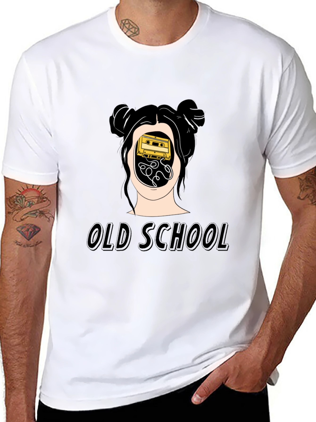 Black Old School Cassette Tape Graphic Tee view 8