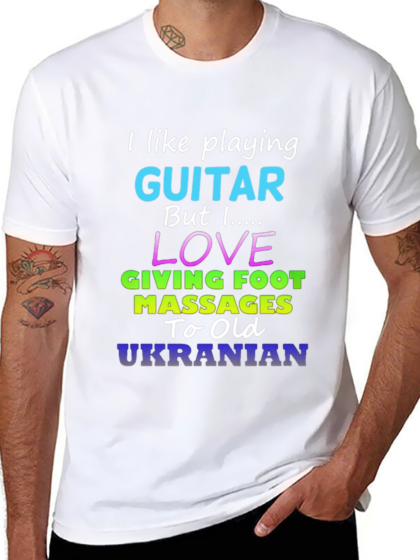 Black Funny "I Like Playing Guitar" Graphic T-Shirt view 8