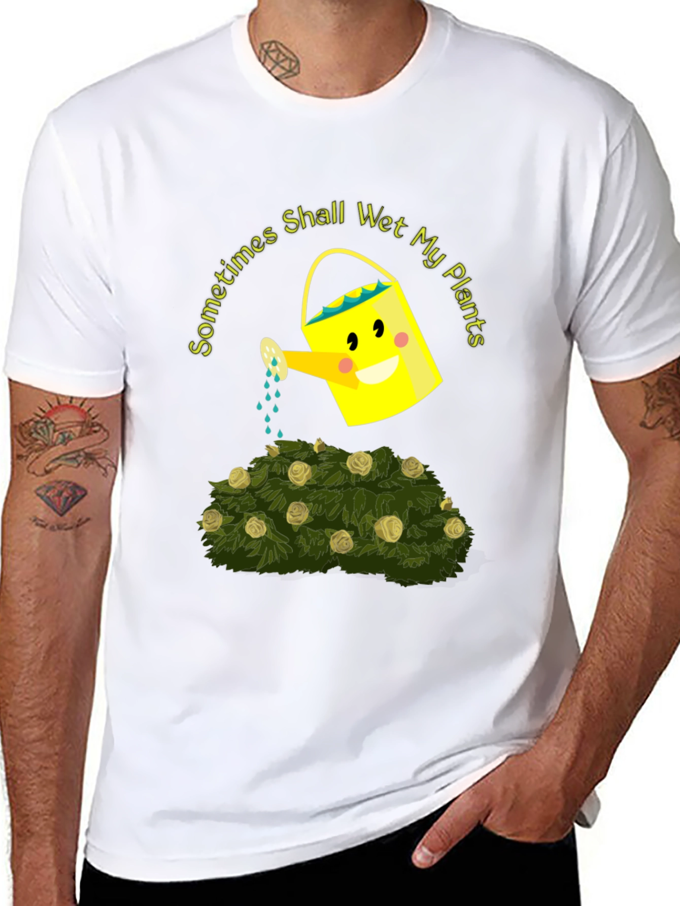 Black Funny Gardening T-Shirt - Sometimes I Shall Wet My Plants view 8
