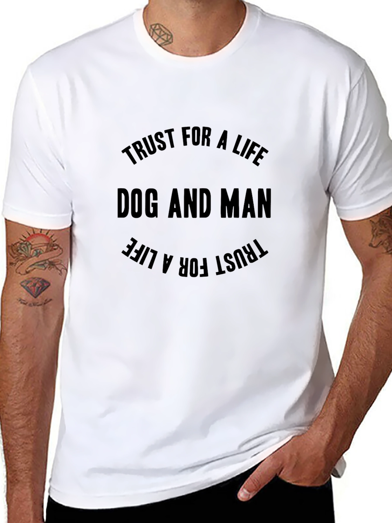 Black Dog and Man Trust T-Shirt - Black Crew Neck Tee view 8